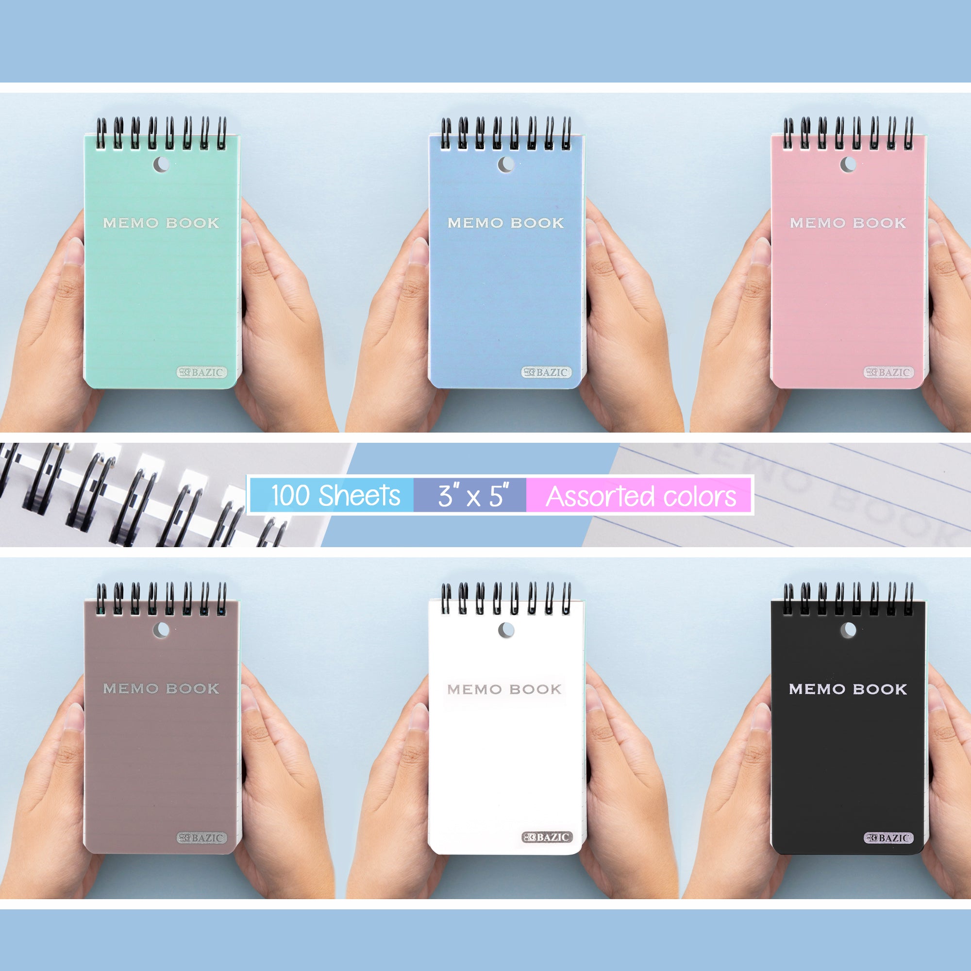 Memo Book, 3 x 5 in, 100 Sheets, for Office School Notes