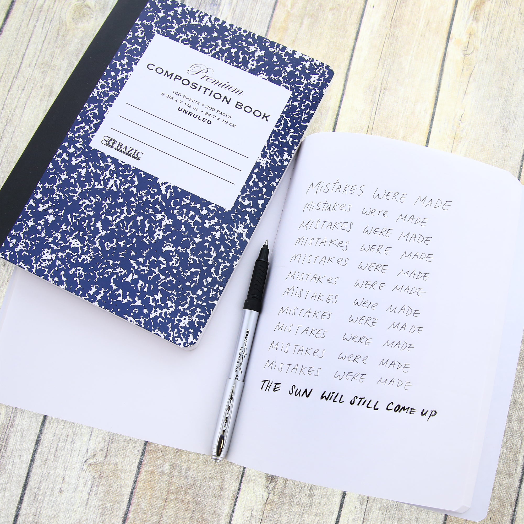 UNRULED 100 Ct. Premium Blue Marble Composition Book