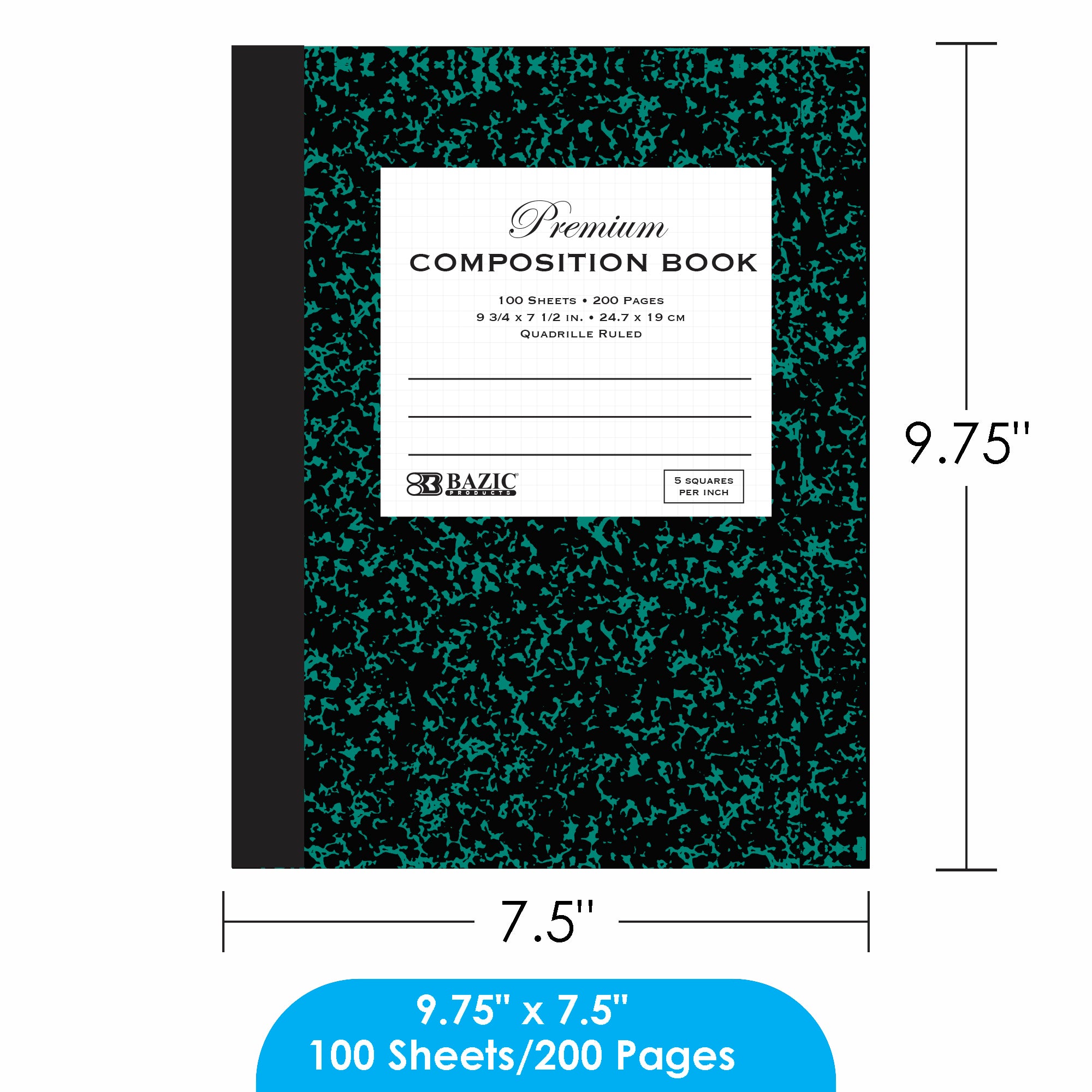 Premium Composition Book, Quad Ruled, 100 Sheets