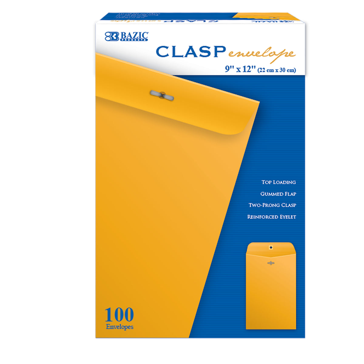 BAZIC 9 x 12 in Manila Clasp Envelopes, 100 envelopes