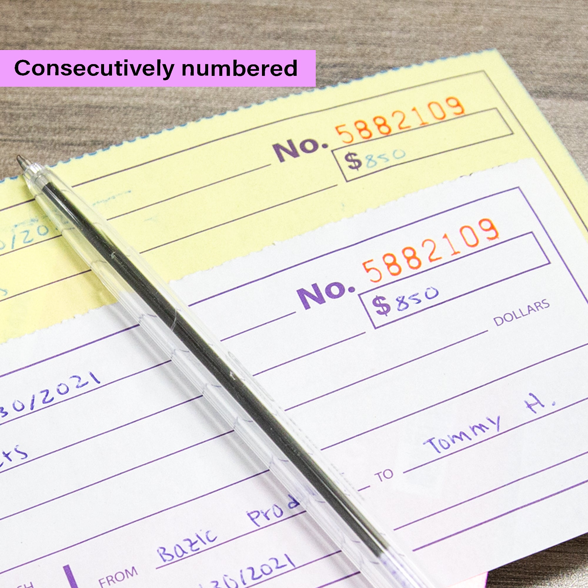 Cash/Rent Receipt Book, 50 Sets, 7.5" x 2.75", 2-Part