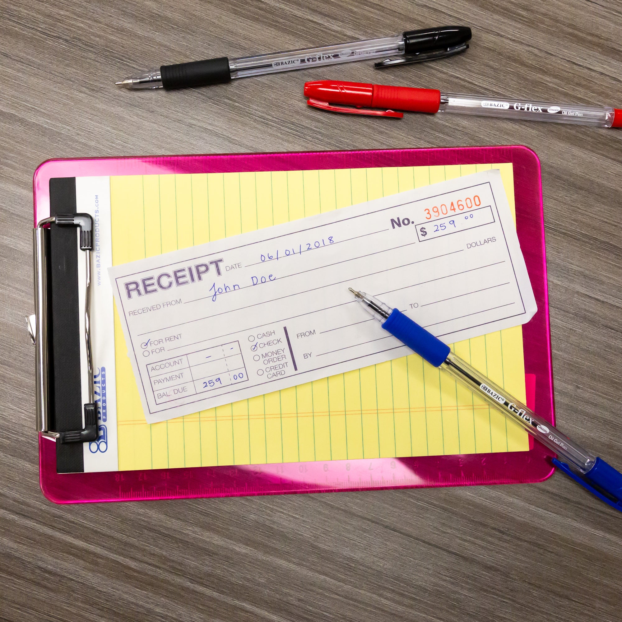Cash/Rent Receipt Book, 50 Sets, 7.5" x 2.75", 2-Part
