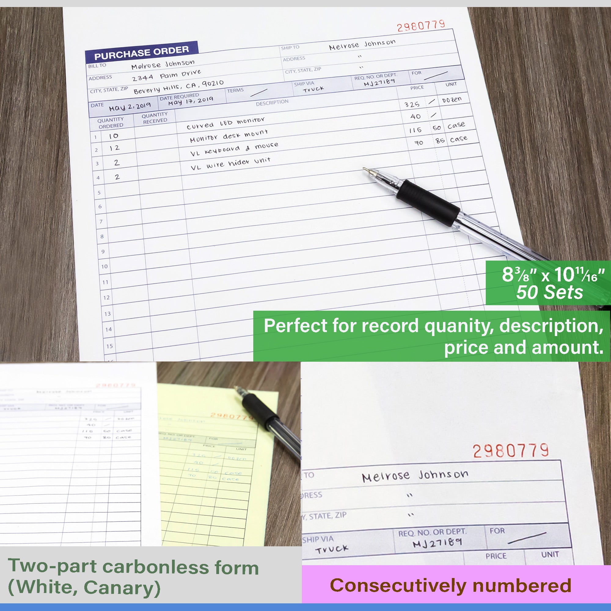 Purchase Order Book 2-Part Carbonless (50 Sets)