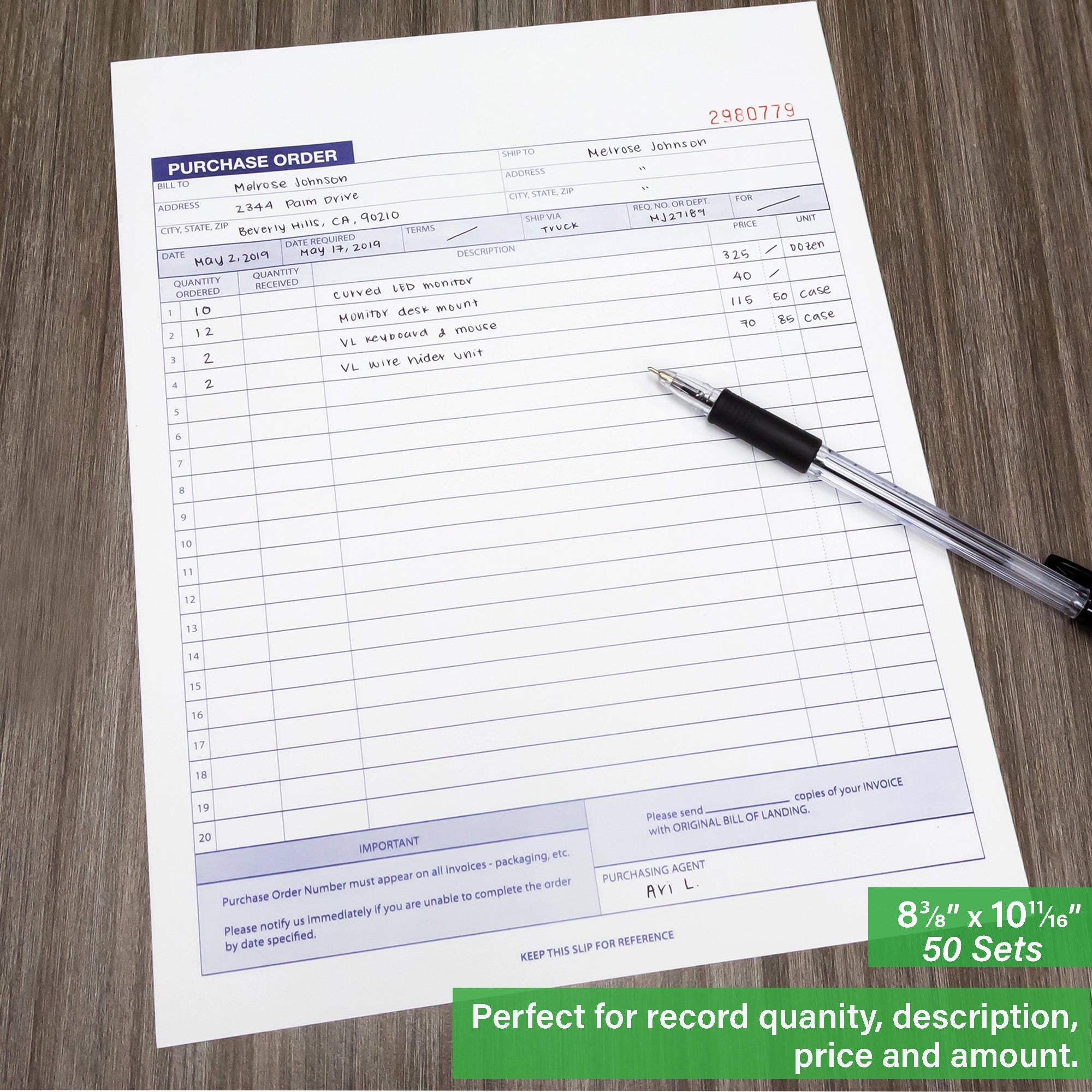 Purchase Order Book 2-Part Carbonless (50 Sets)