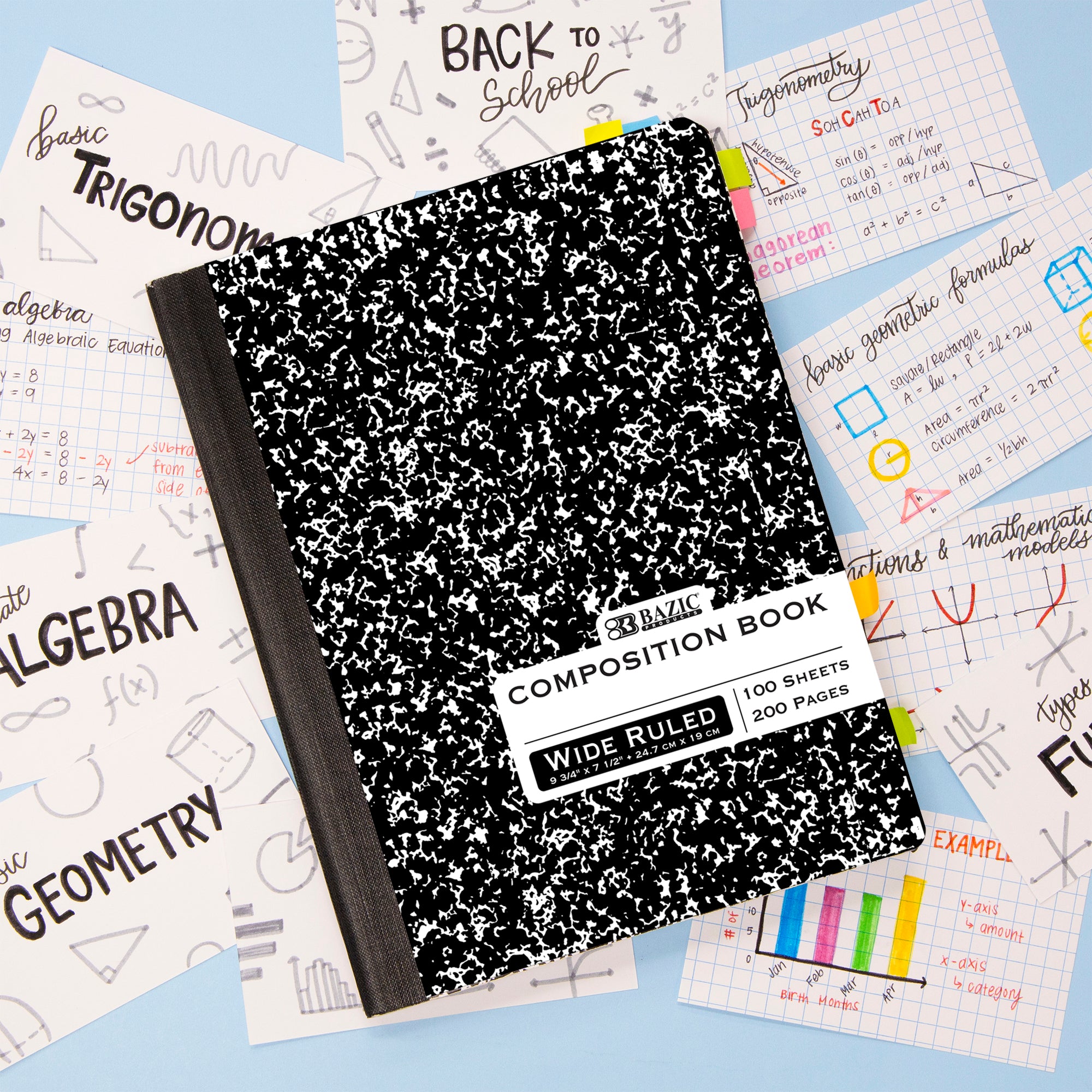 Wide Ruled Composition Book, 100 Sheets, Black Marble