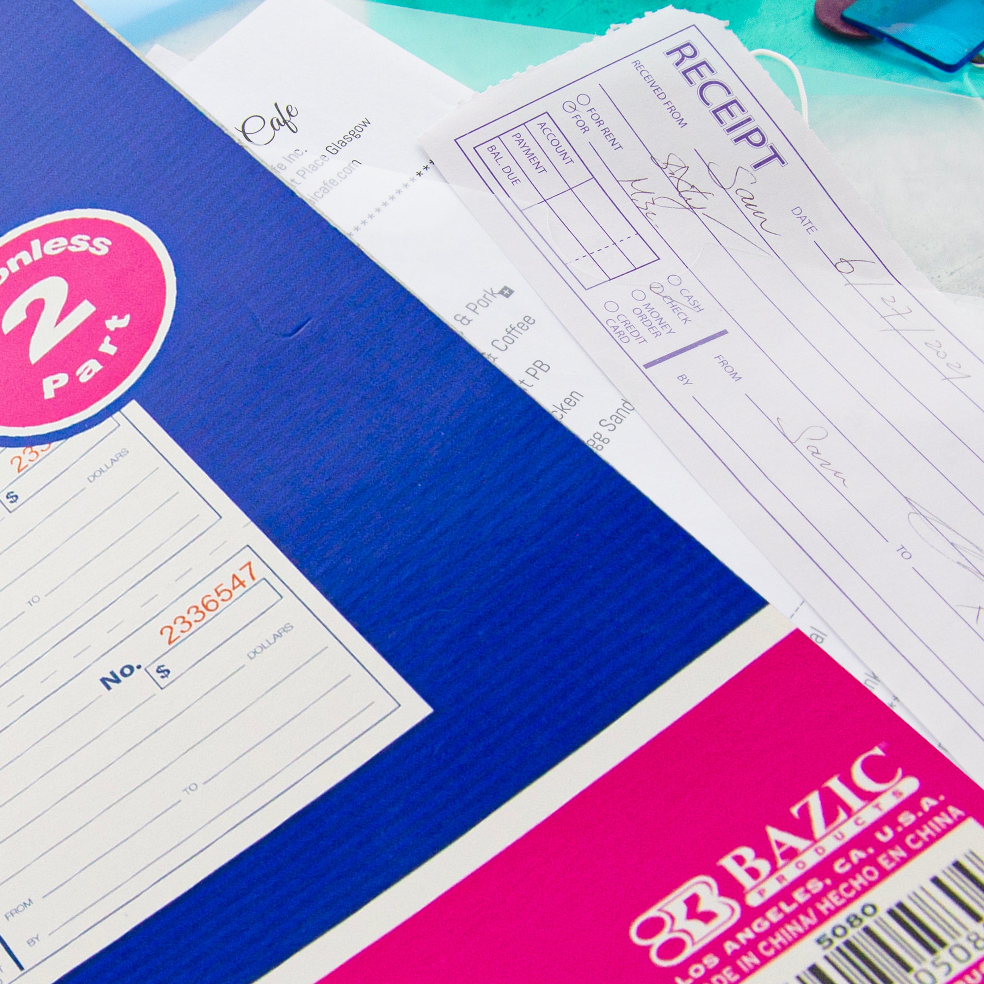 2-Part Carbonless Cash or Rent Receipt Book, 200 Sets