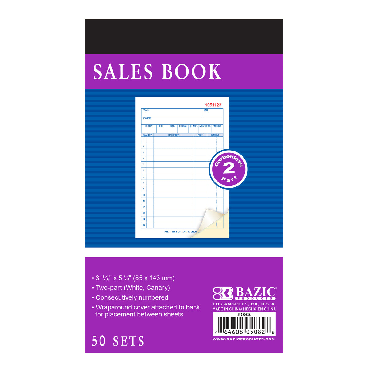 BAZIC General Purpose Sales Book, 2-Part Carbonless, 50 Sets