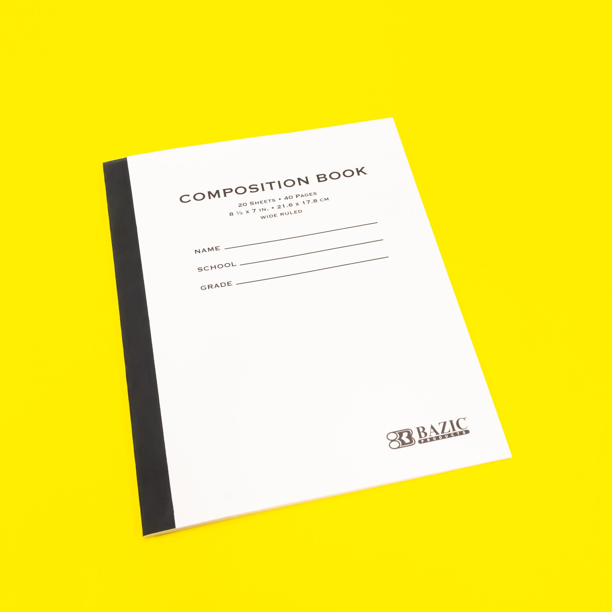 Composition Book, Wide Ruled, 20 Sheets, 8.5" x 7"