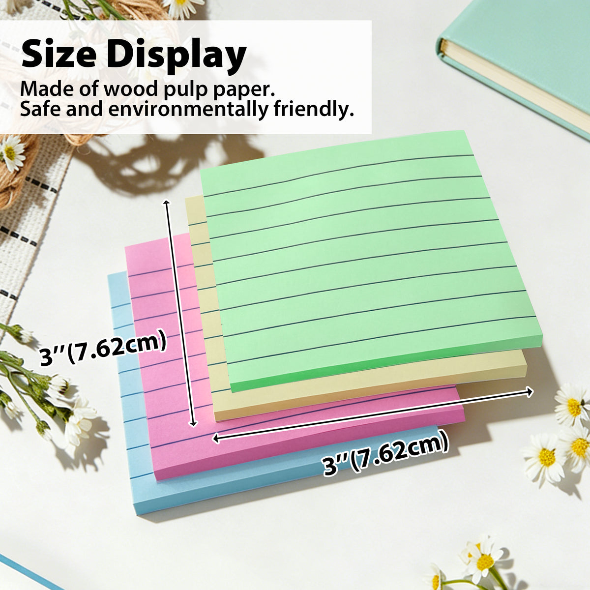 Sticky Notes Normal Pastel Lined Sticky Notes, 3 x 3 in, 40 Sheets, 3 Pads – BAZIC Store