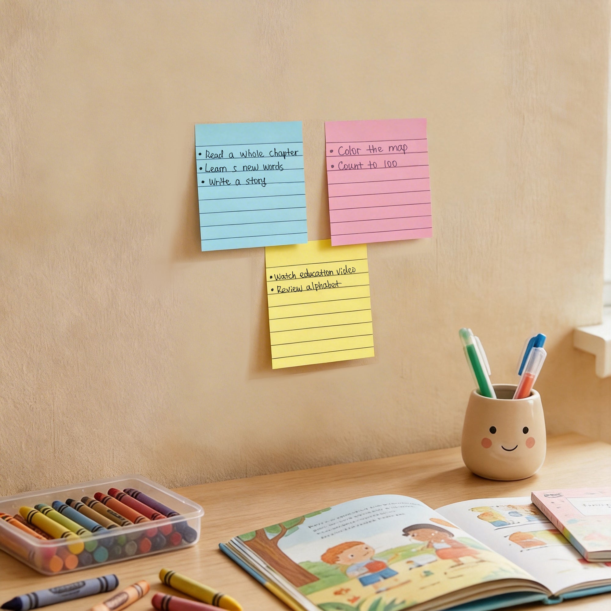 Pastel Lined Sticky Notes, 3 x 3 in, 120 Sheets