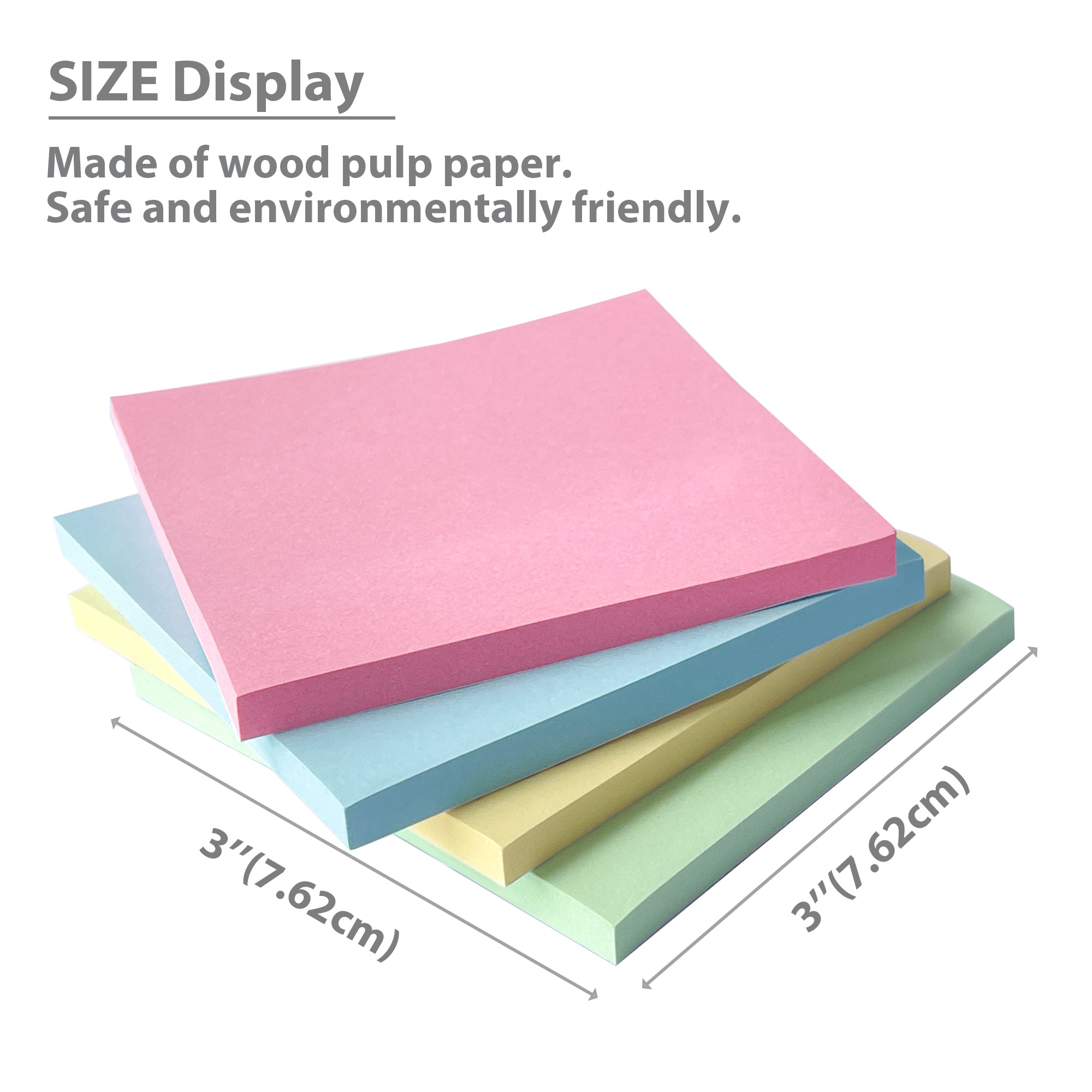 Sticky Notes, 3" x 3", 4 Pads, 200 Sheets, Pastel Colors
