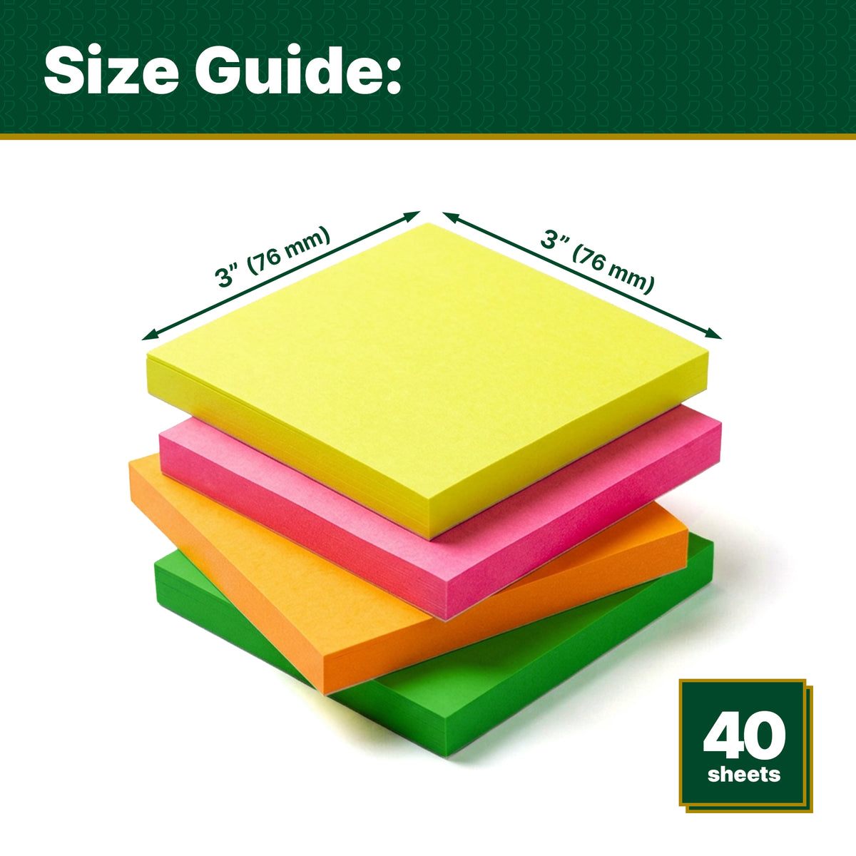 Neon Sticky Notes, 3 x 3 in, 40 Sheets, 4 Pads
