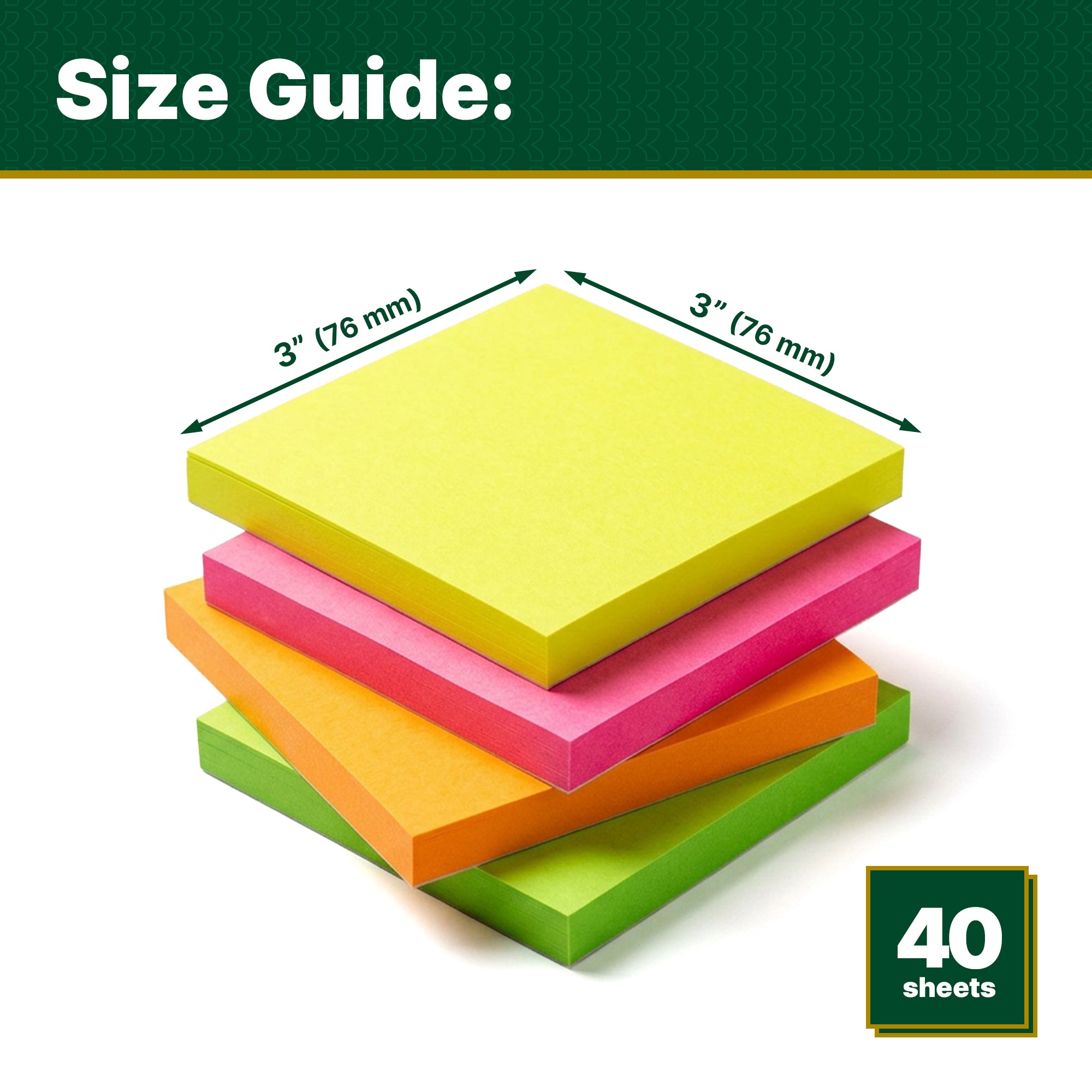 Neon Sticky Notes, 3 x 3 in, 40 Sheets, 4 Pads