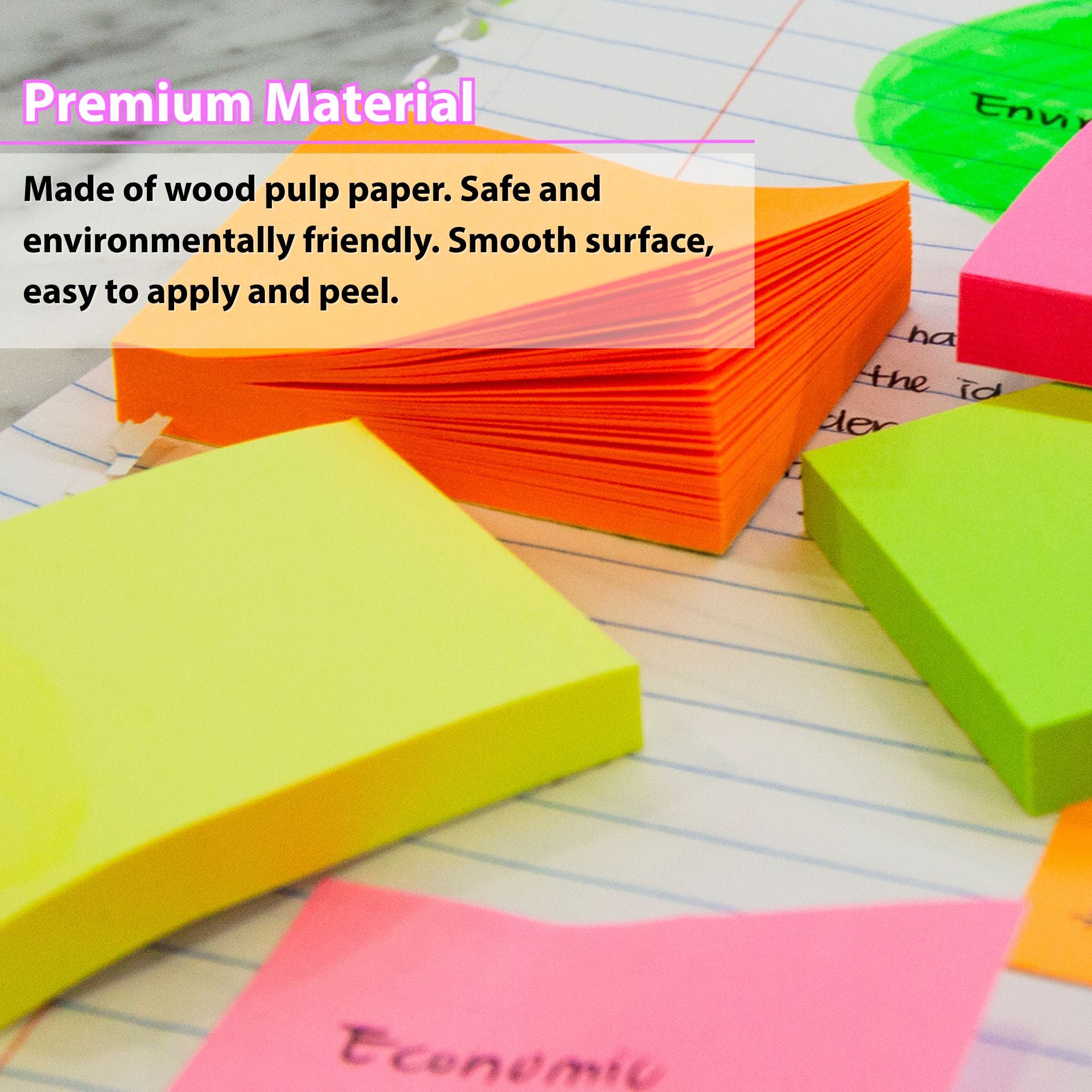 Neon Sticky Notes, 3 x 3 in, 160 Sheets, 4 Pads