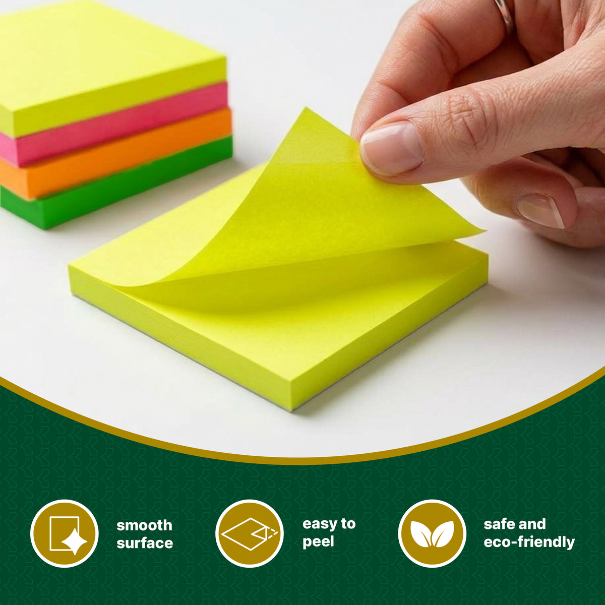 Neon Sticky Notes, 3 x 3 in, 40 Sheets, 4 Pads