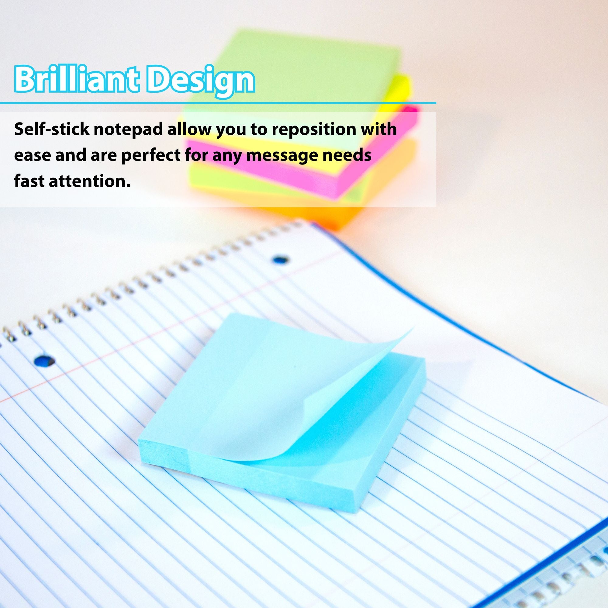 Neon Sticky Notes, 3 x 3 in, 160 Sheets, 4 Pads