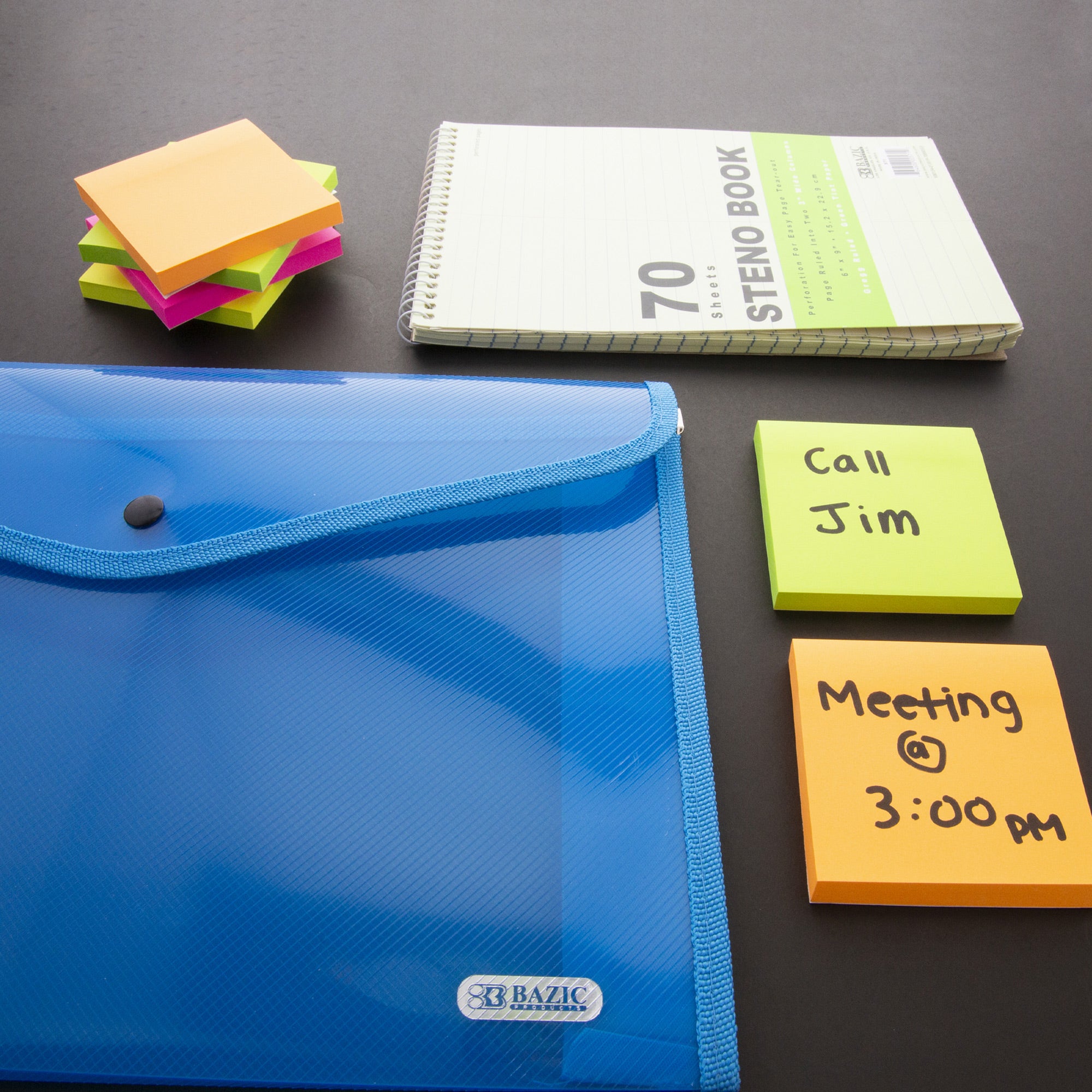 Sticky Notes, 3" x 3", 4 Pads, 160 Sheets, Neon