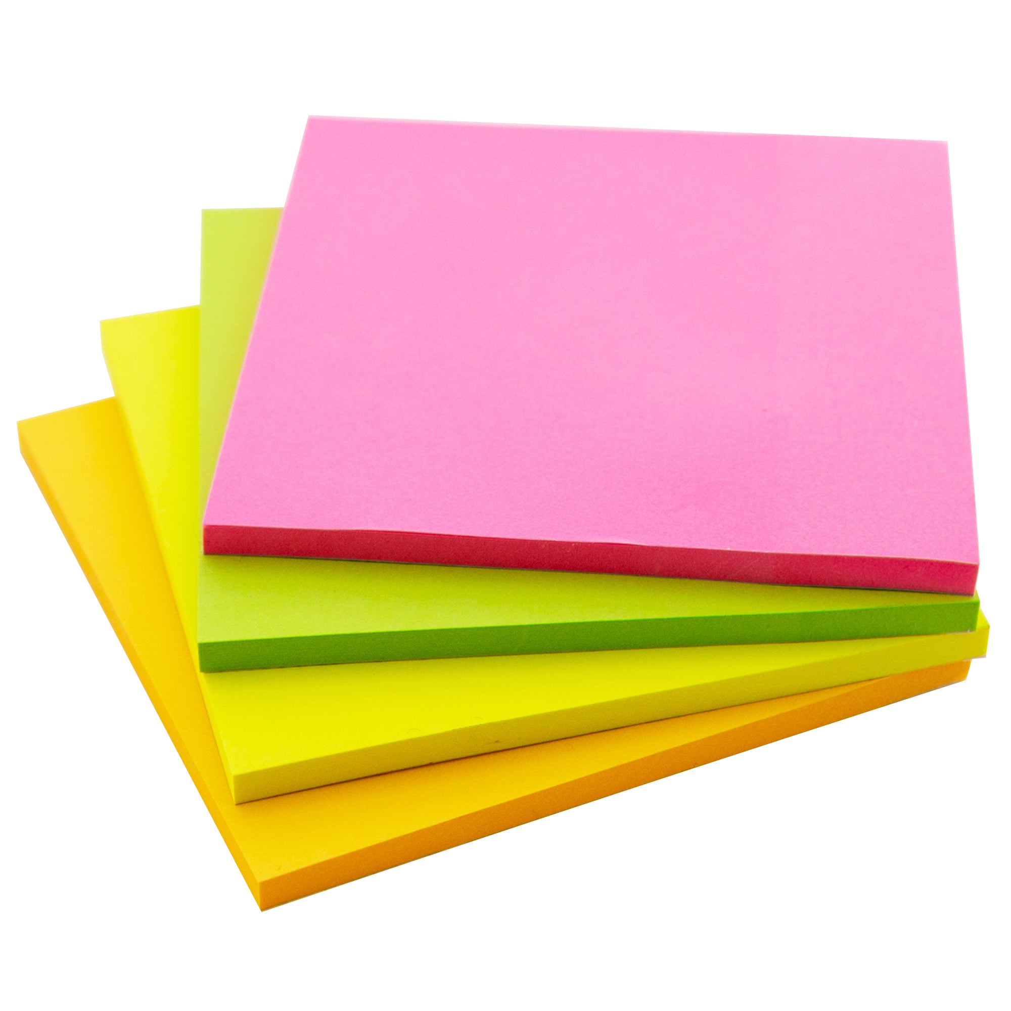 Sticky Notes, 3" x 3", 4 Pads, 160 Sheets, Neon