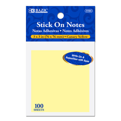 100 Ct. 3" X 3" Yellow Sticky Notes