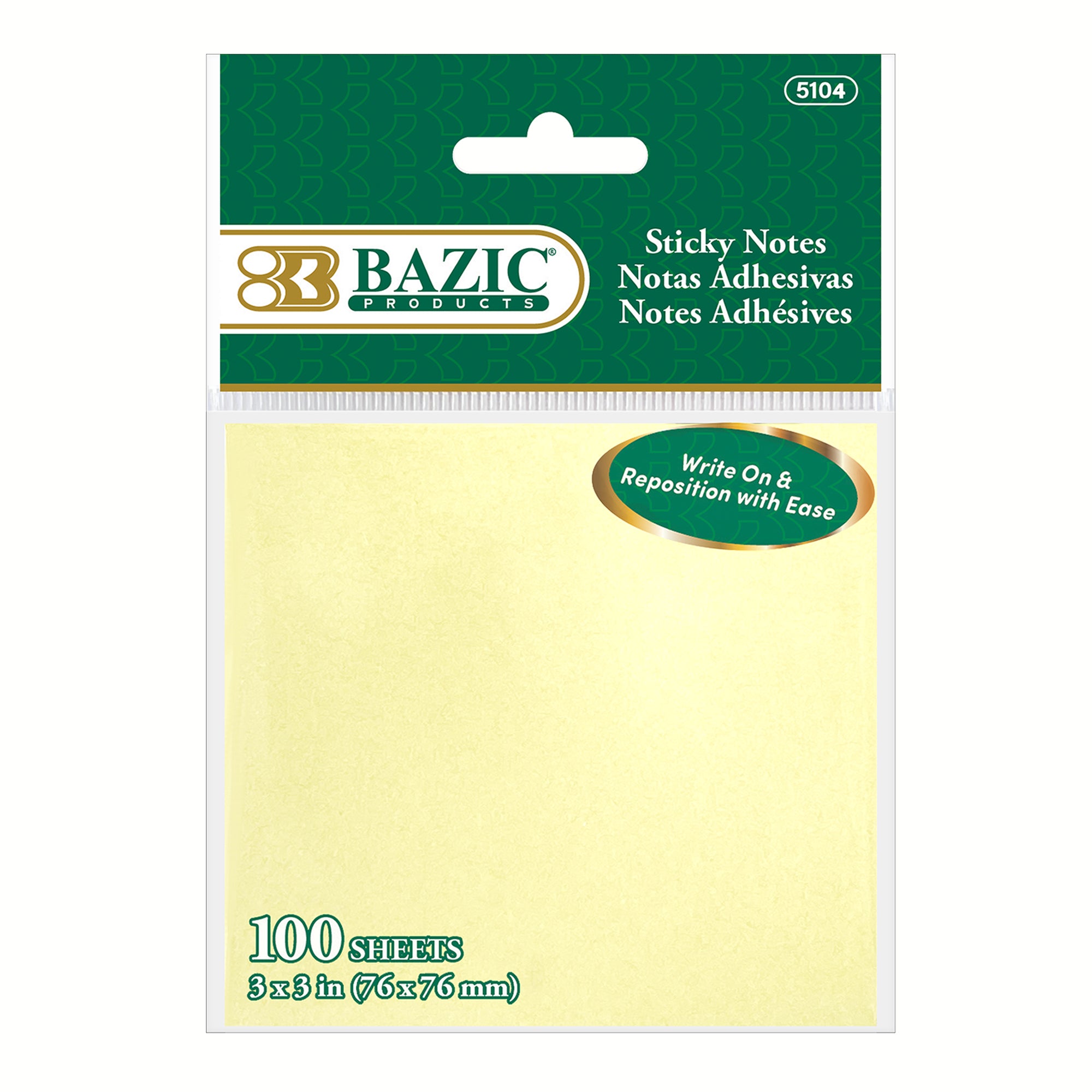 Sticky Notes, 3" x 3", Yellow, 100 Sheets