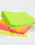 70 Ct. 3" X 3" Neon Lined Sticky Notes