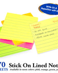 70 Ct. 3" X 3" Neon Lined Sticky Notes