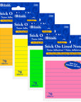 70 Ct. 3" X 3" Neon Lined Sticky Notes