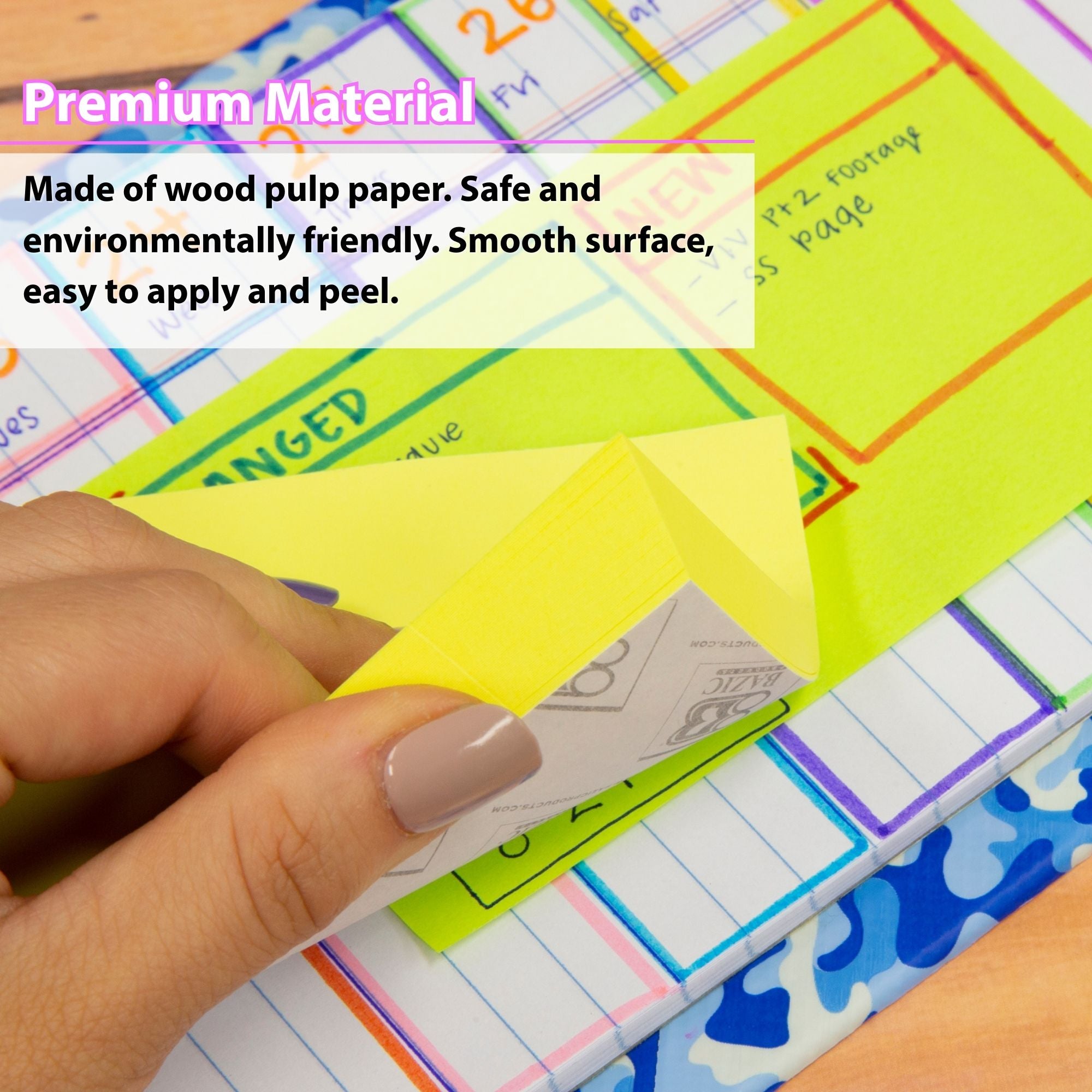 Neon Sticky Notes, 3 x 5 in, 70 Sheets