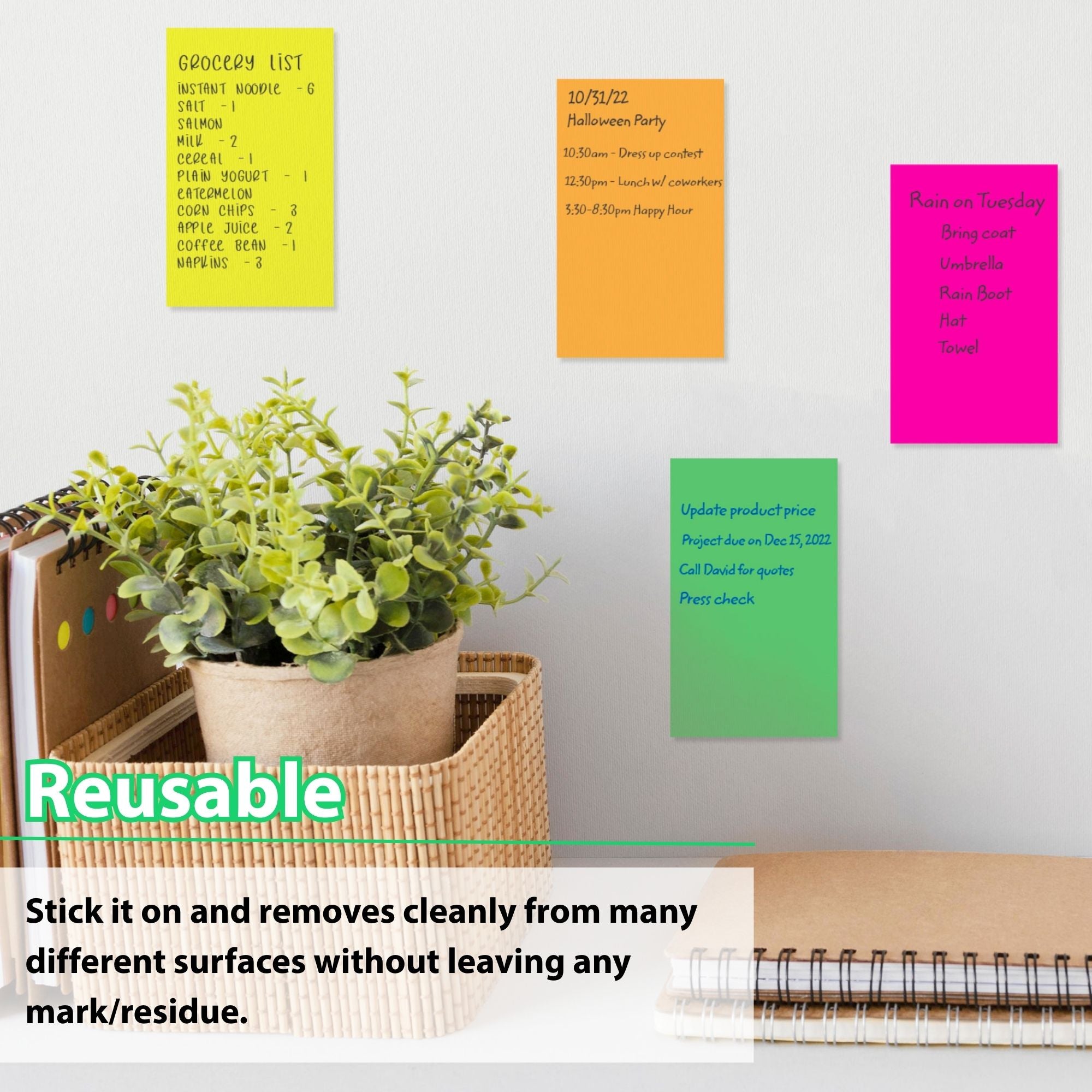 Neon Sticky Notes, 3 x 5 in, 70 Sheets