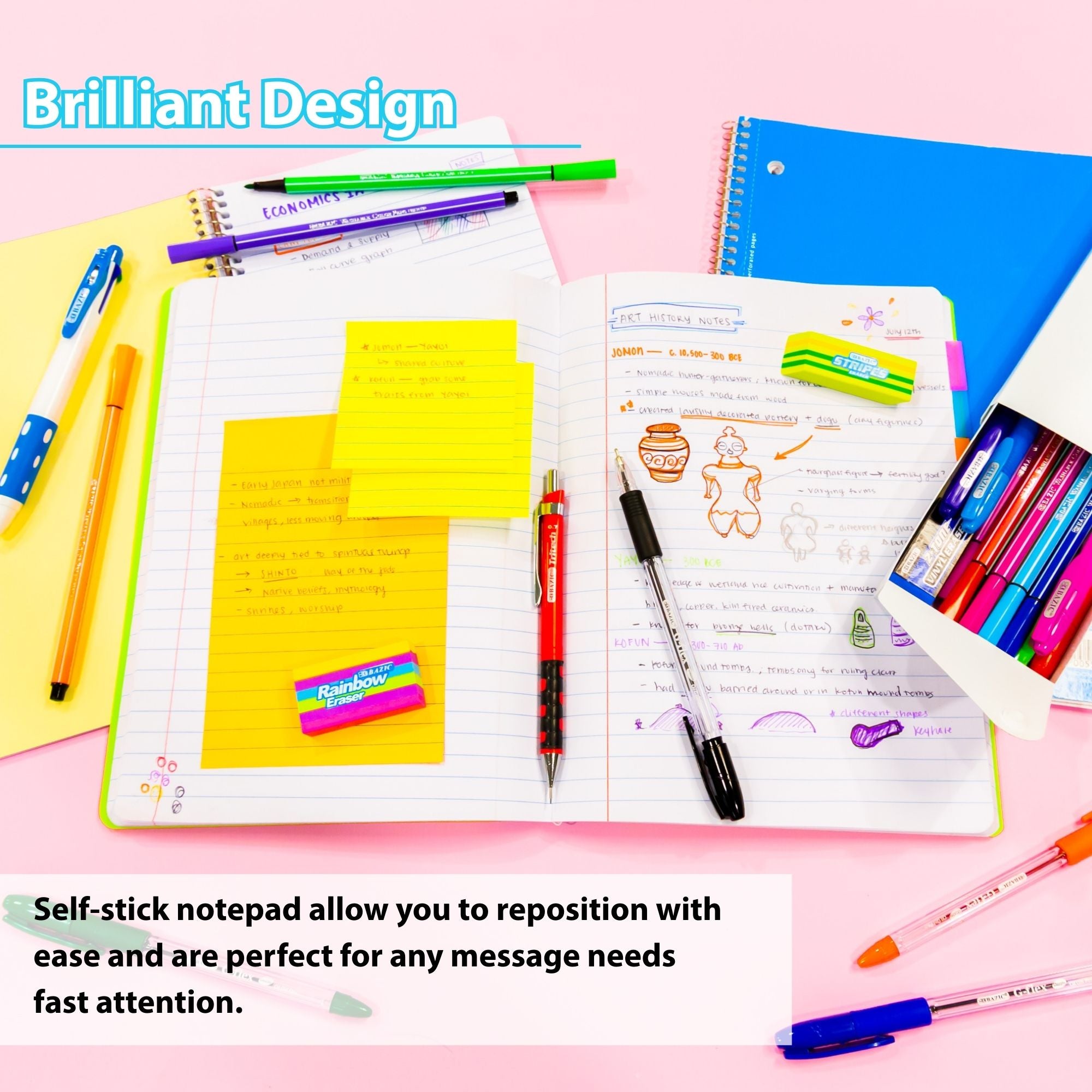 Neon Sticky Notes, 3 x 5 in, 70 Sheets