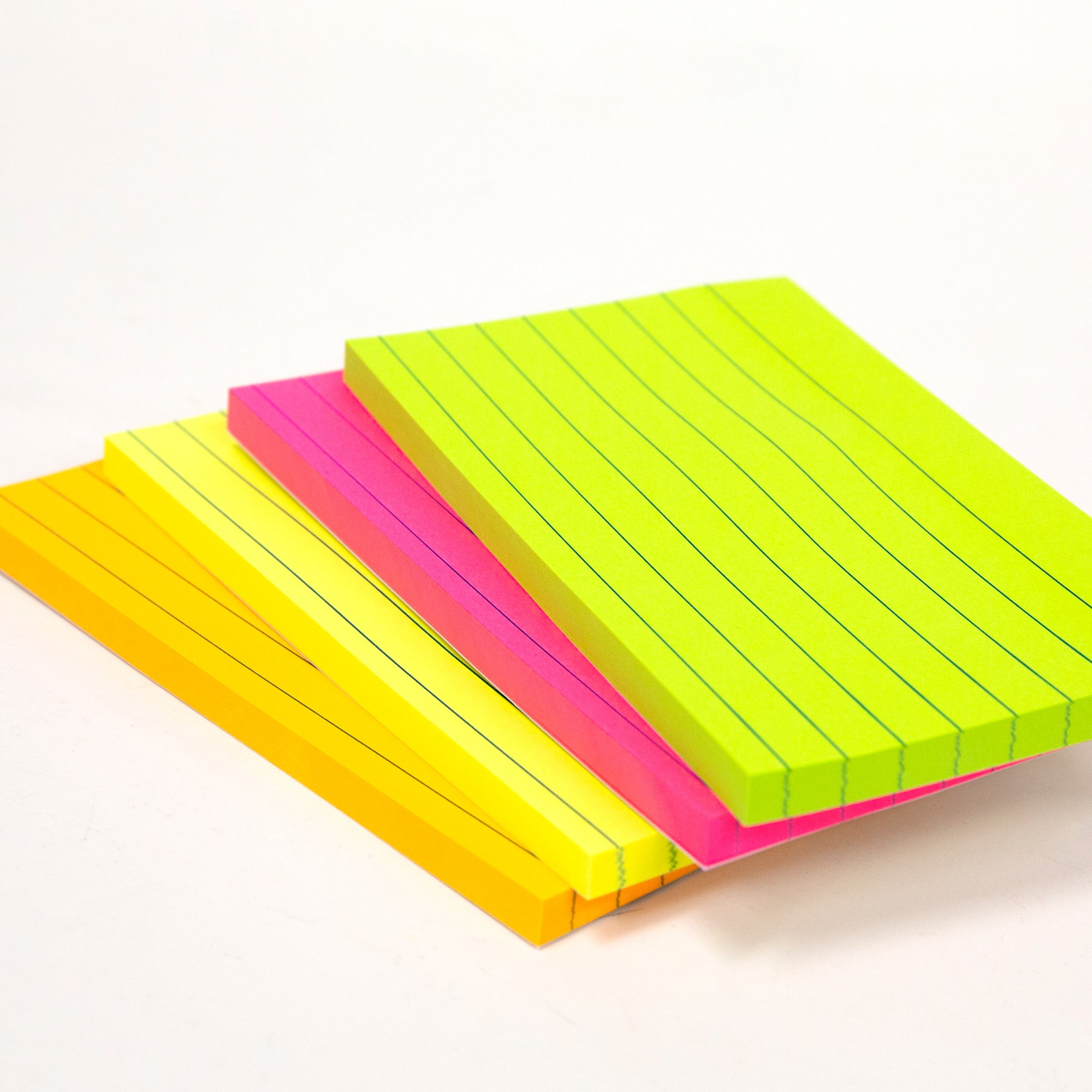 Lined Sticky Notes, 3" x 5", 70 Sheets, Neon Colors