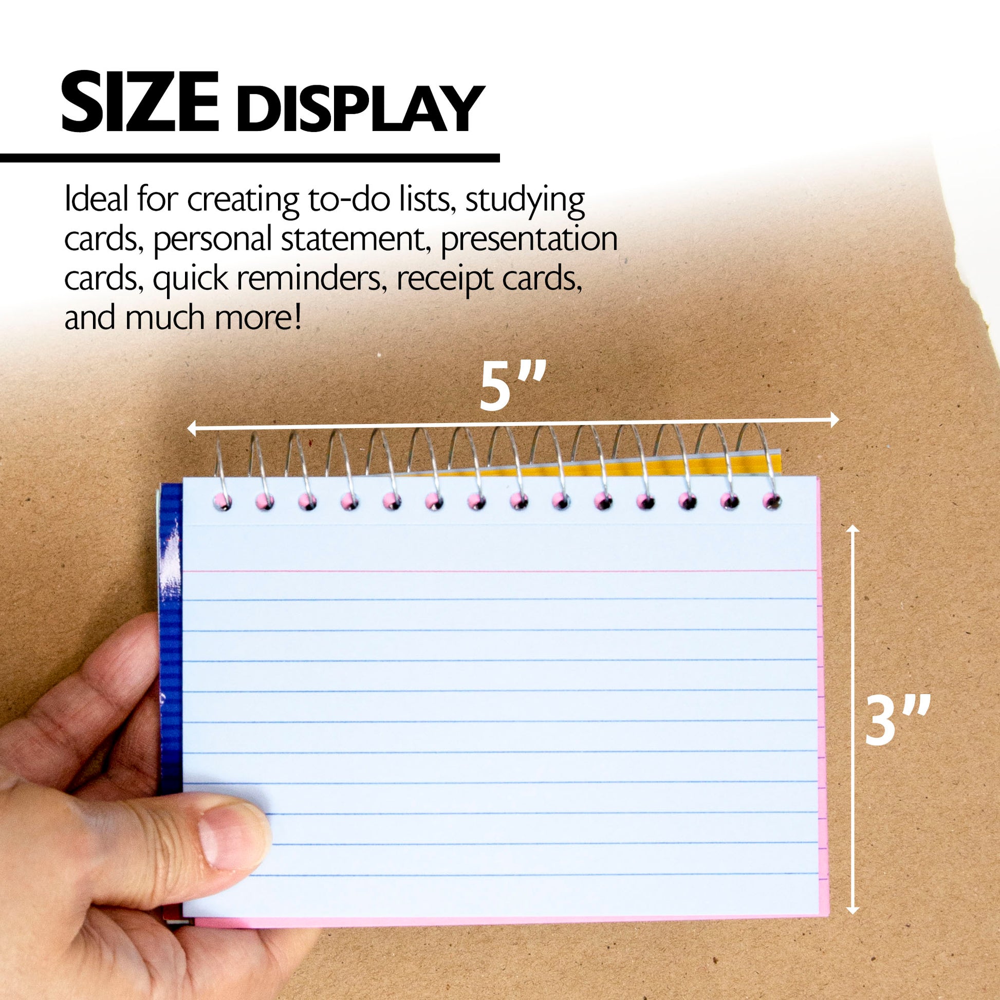 50 Ct. Spiral Bound 3" X 5" Ruled Colored Index Card