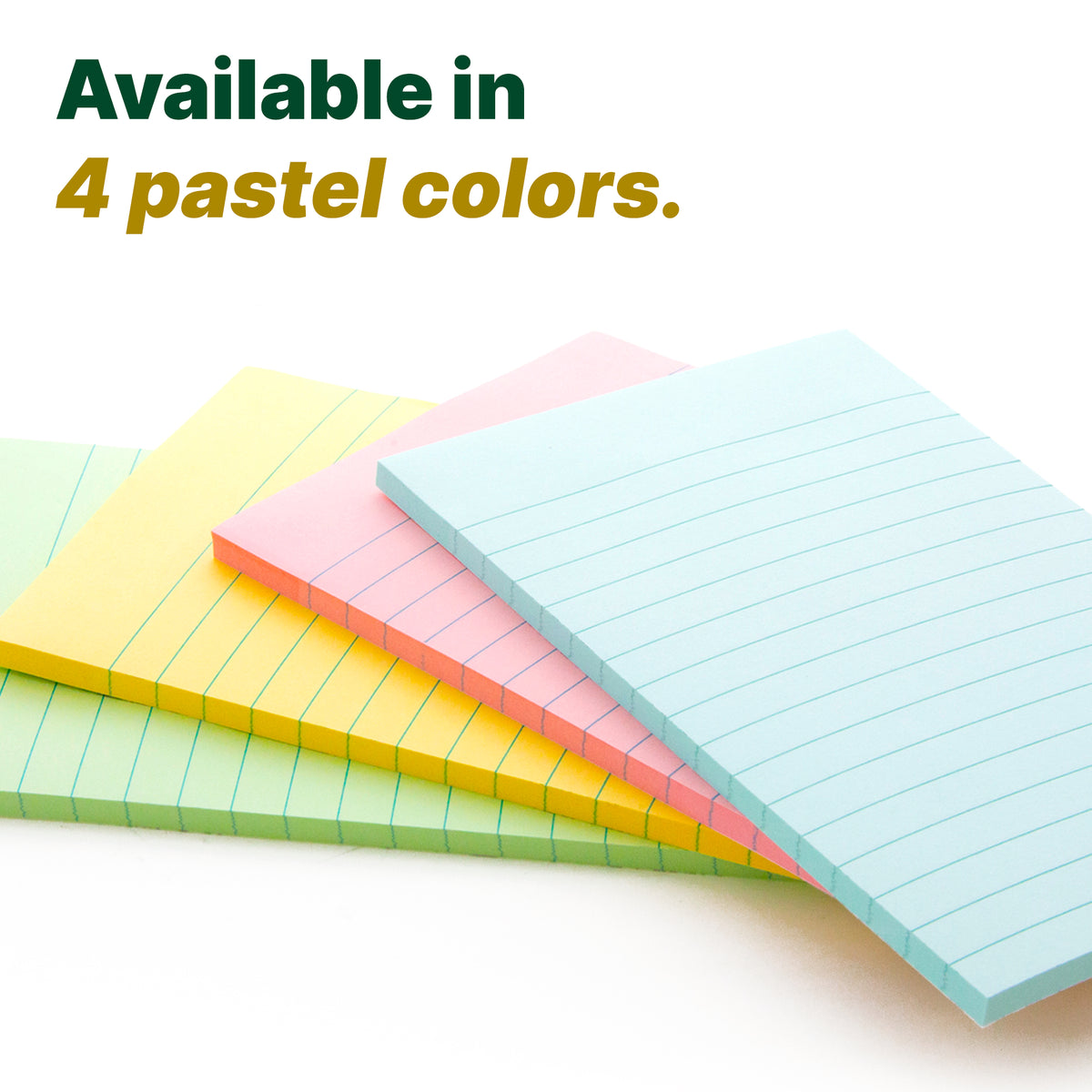 Pastel Lined Sticky Notes, 4 x 6 in, 50 Sheets