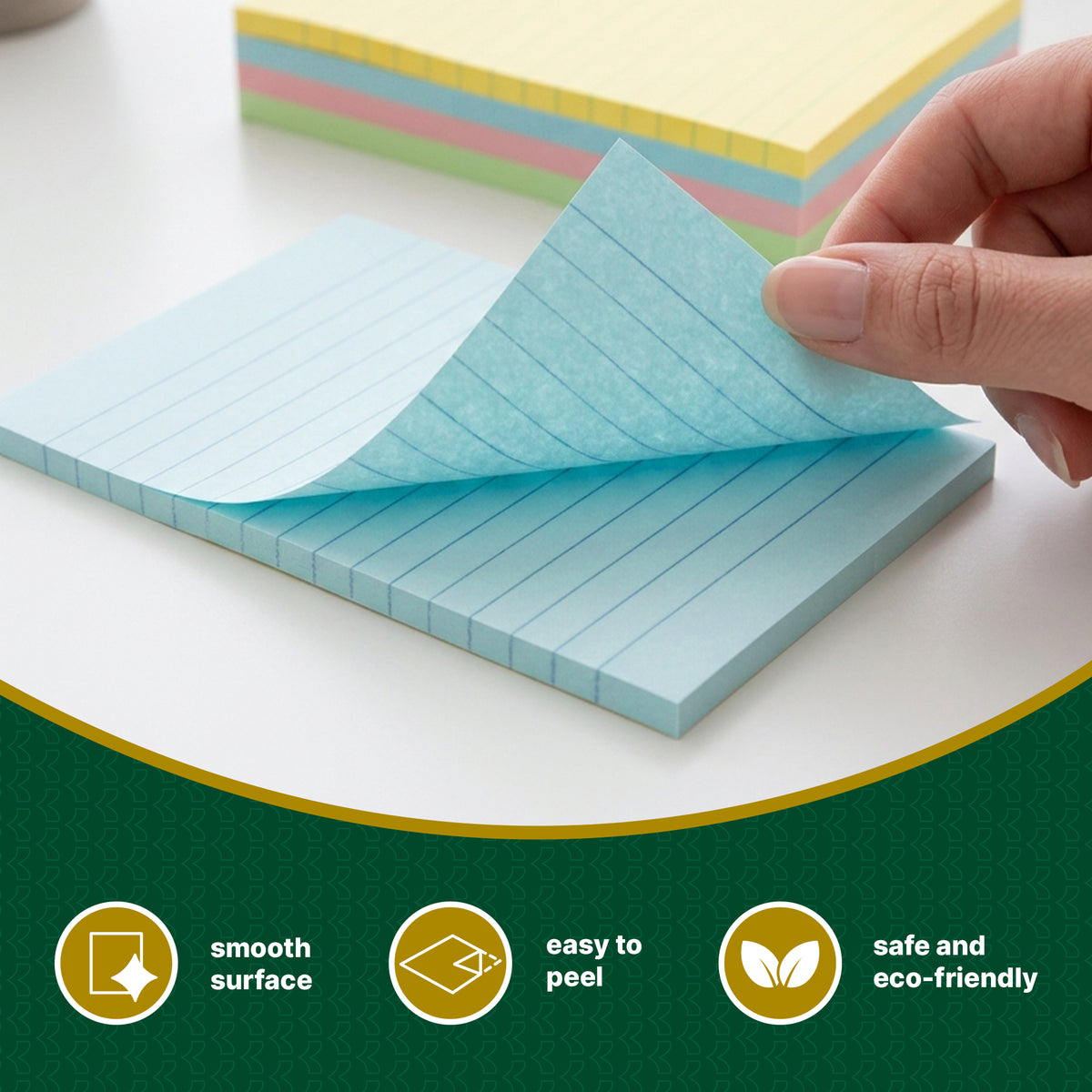 Pastel Lined Sticky Notes, 4 x 6 in, 50 Sheets