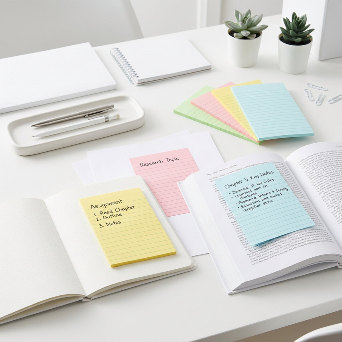 Pastel Lined Sticky Notes, 4 x 6 in, 50 Sheets
