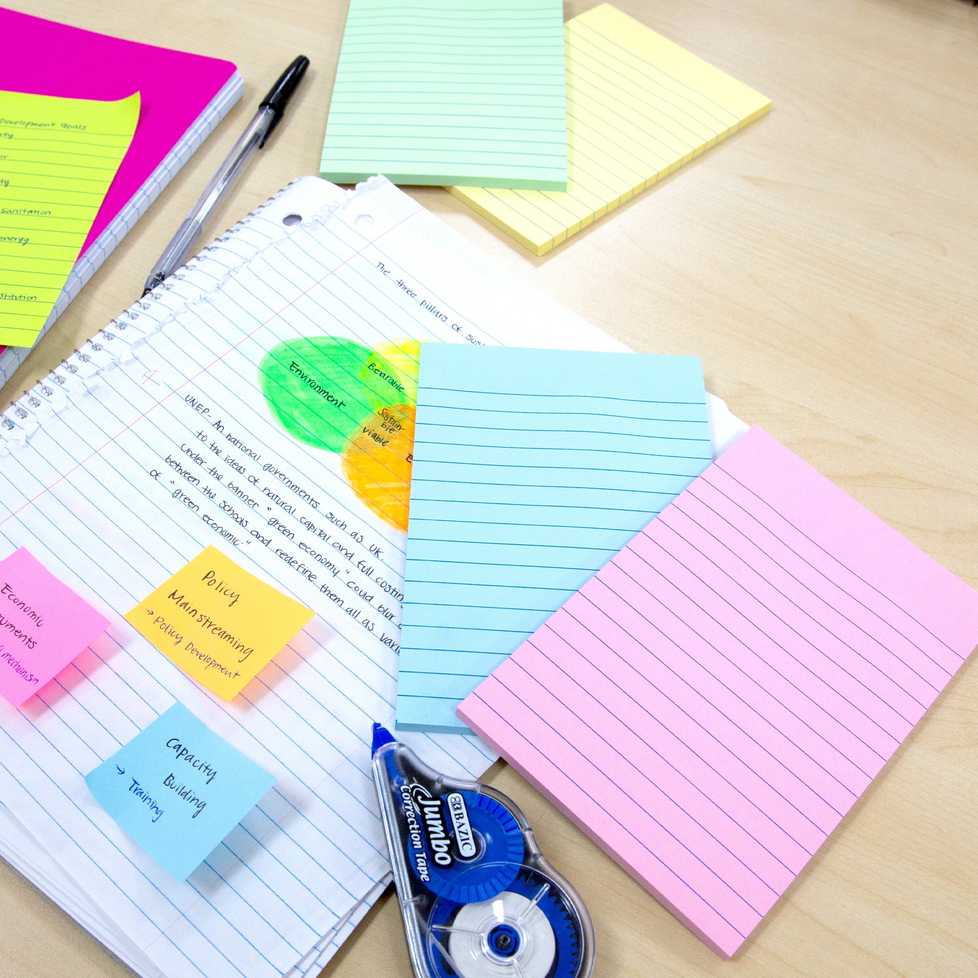 Sticky Notes, Lined, 4" x 6", 50 Sheets, Pastel Colors