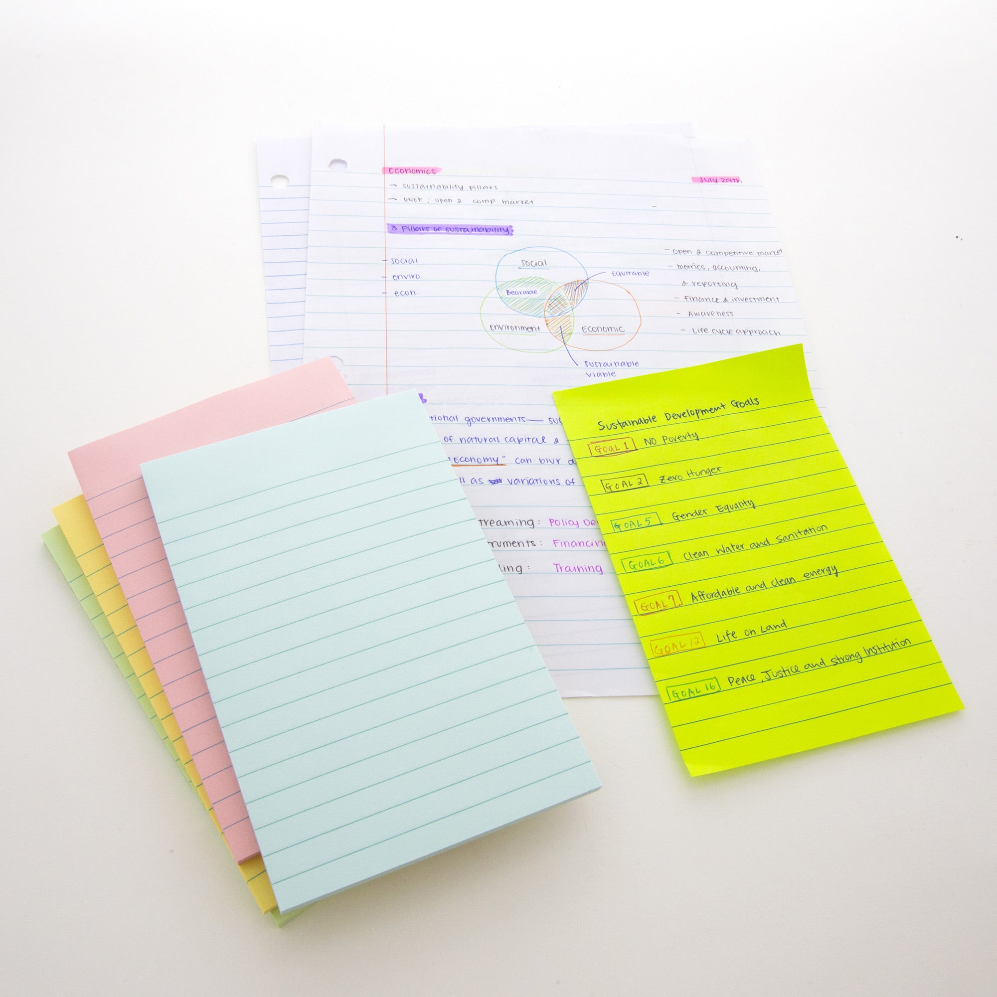 Pastel Lined Sticky Notes, 4 x 6 in, 50 Sheets