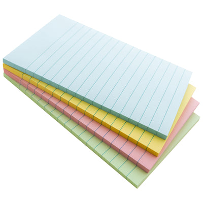 Sticky Notes, Lined, 4" x 6", 50 Sheets, Pastel Colors