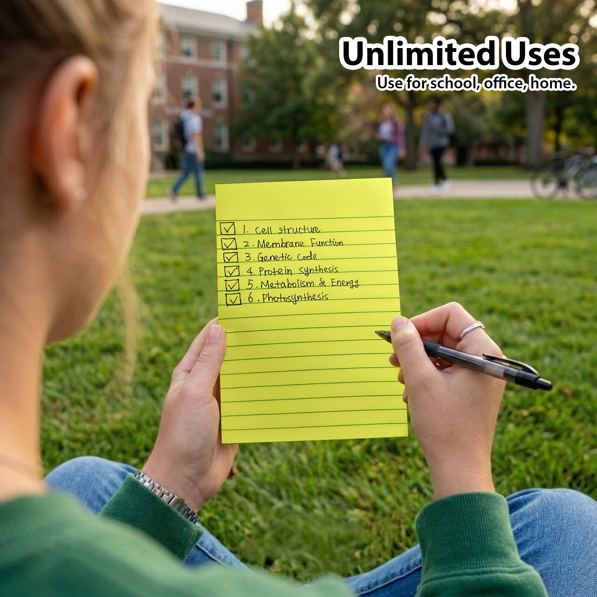 Lined Sticky Notes, 4" x 6", Neon Colors, 50 Sheets