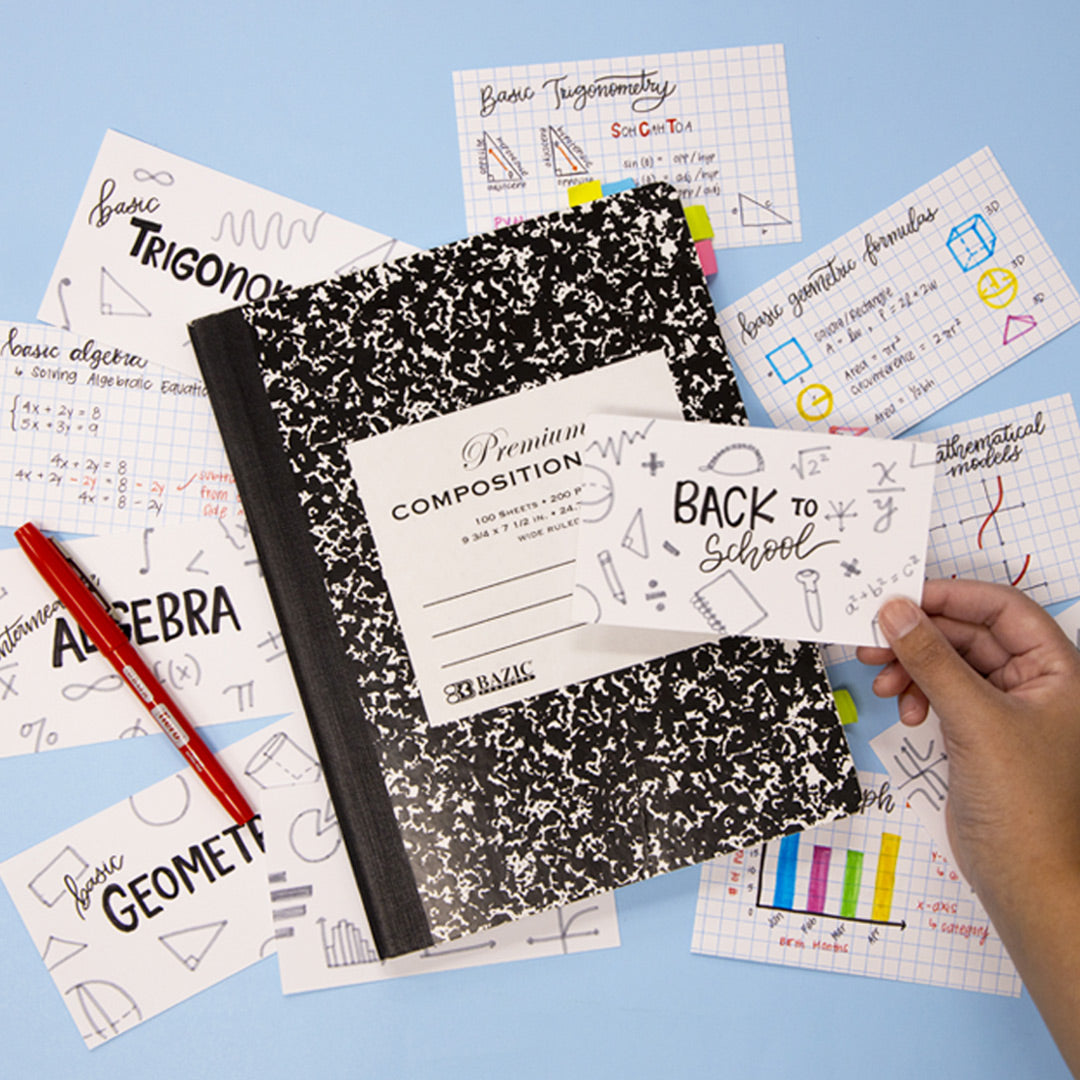 Quad Ruled Index Cards, 3 x 5 in, Sturdy Card Stock