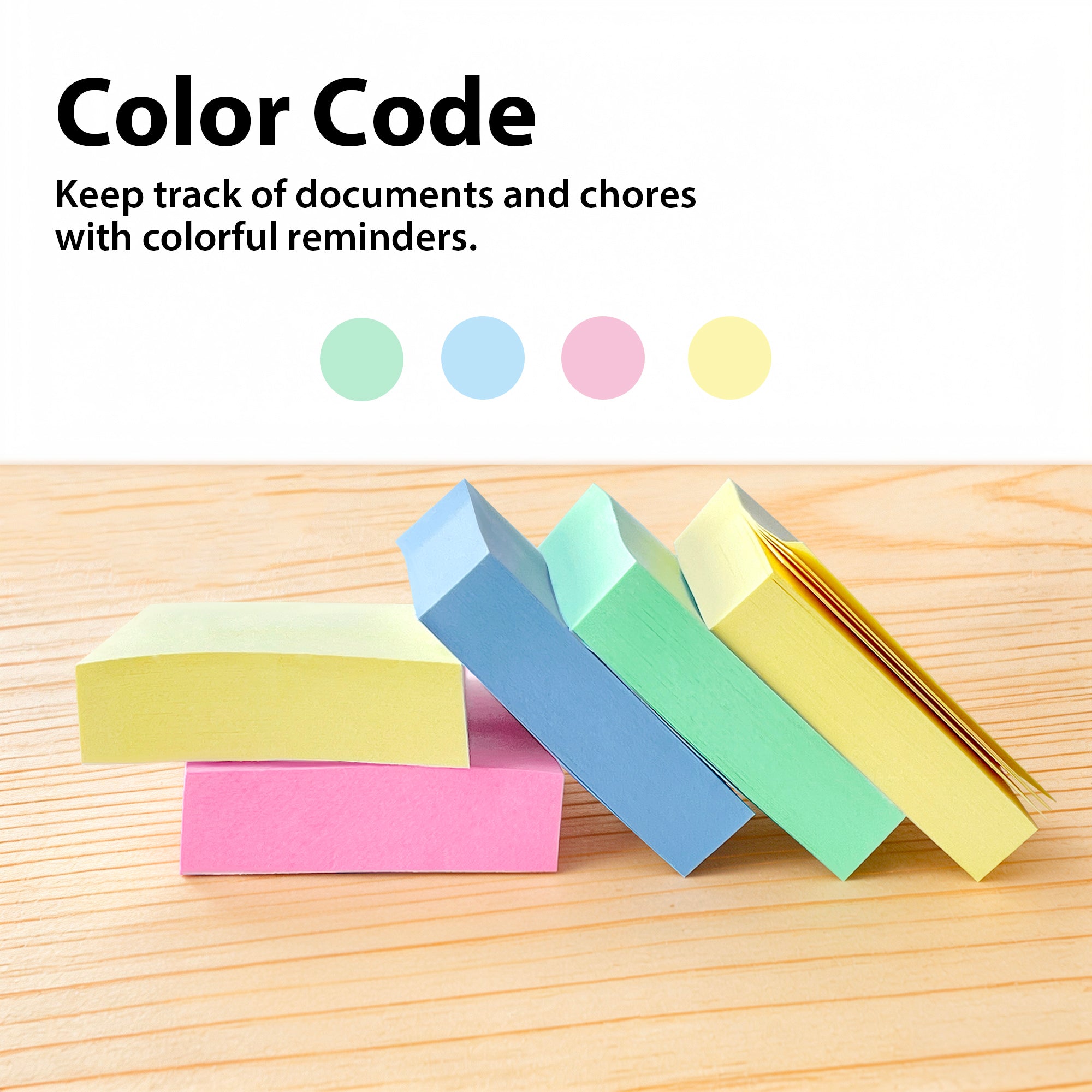 Pastel Sticky Notes, 1.5 x 2 in, 400 Sheets, 4 Pads