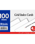Quad Ruled 4-1" White Index Card 3" X 5" 100 Ct.