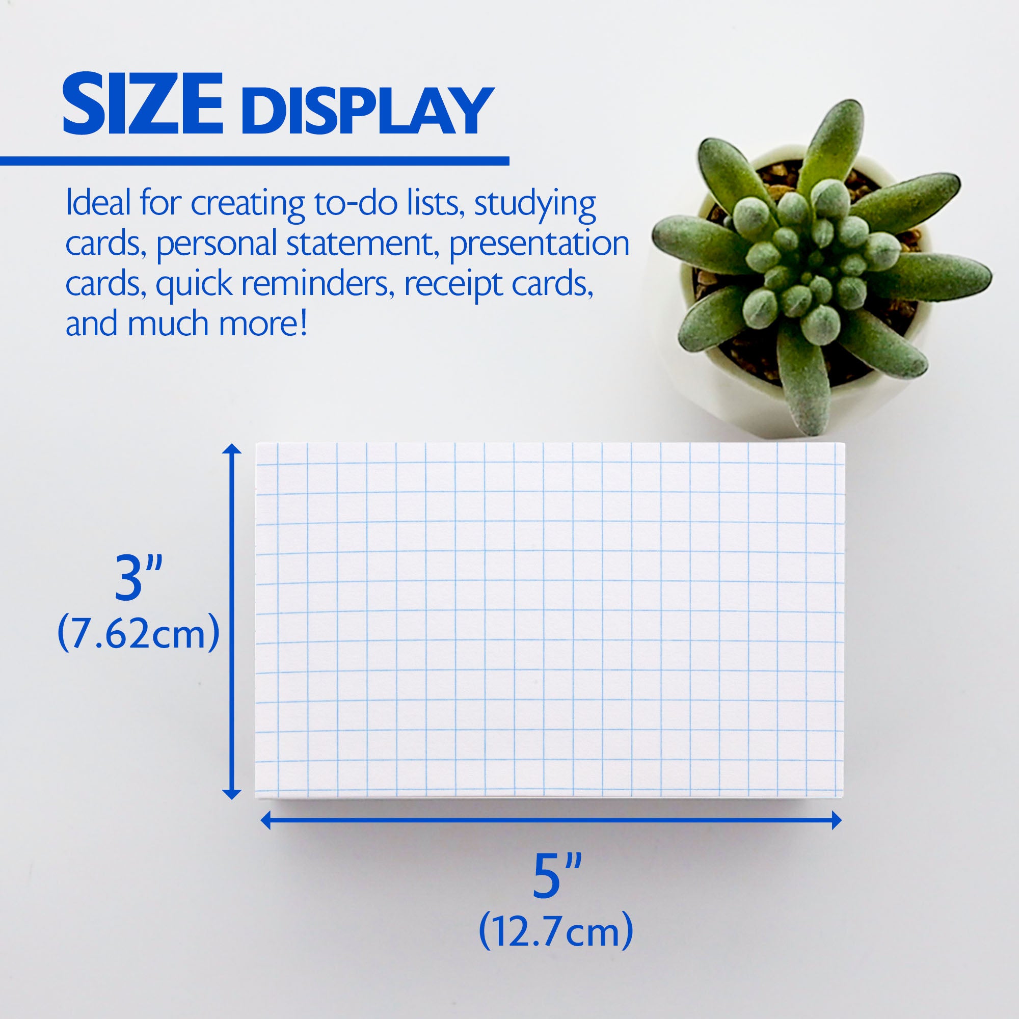 Index Cards, 3" x 5", Grid Ruled, 100 Sheets