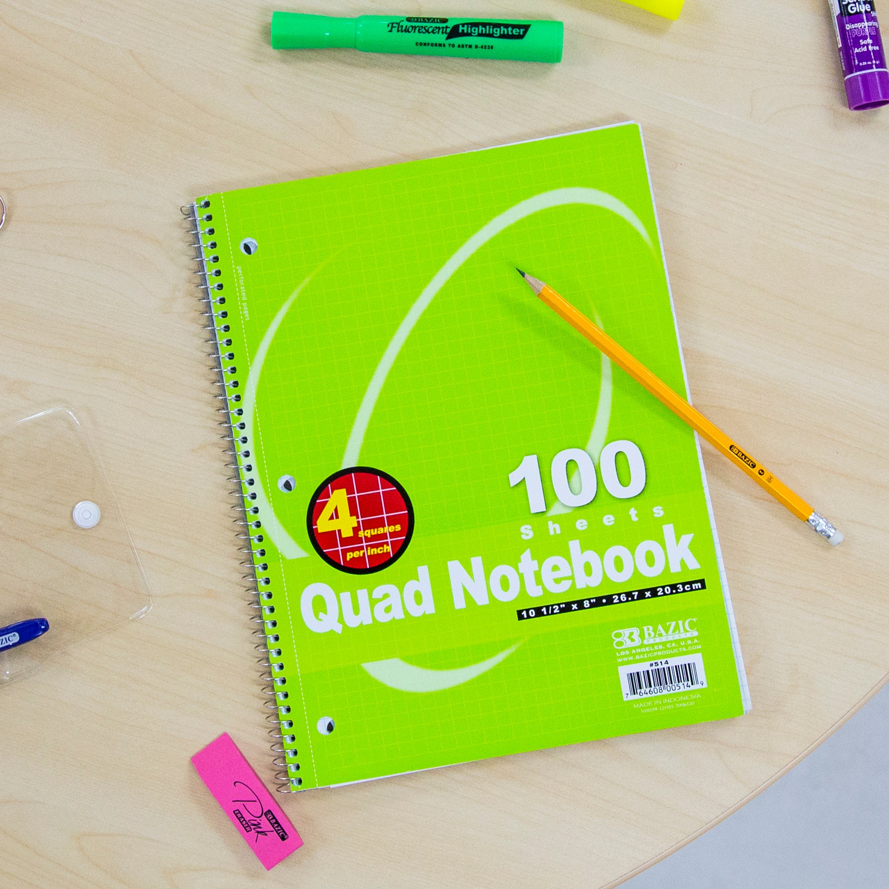 Quad Notebook, 100 Sheets, 4 Squares Per Inch