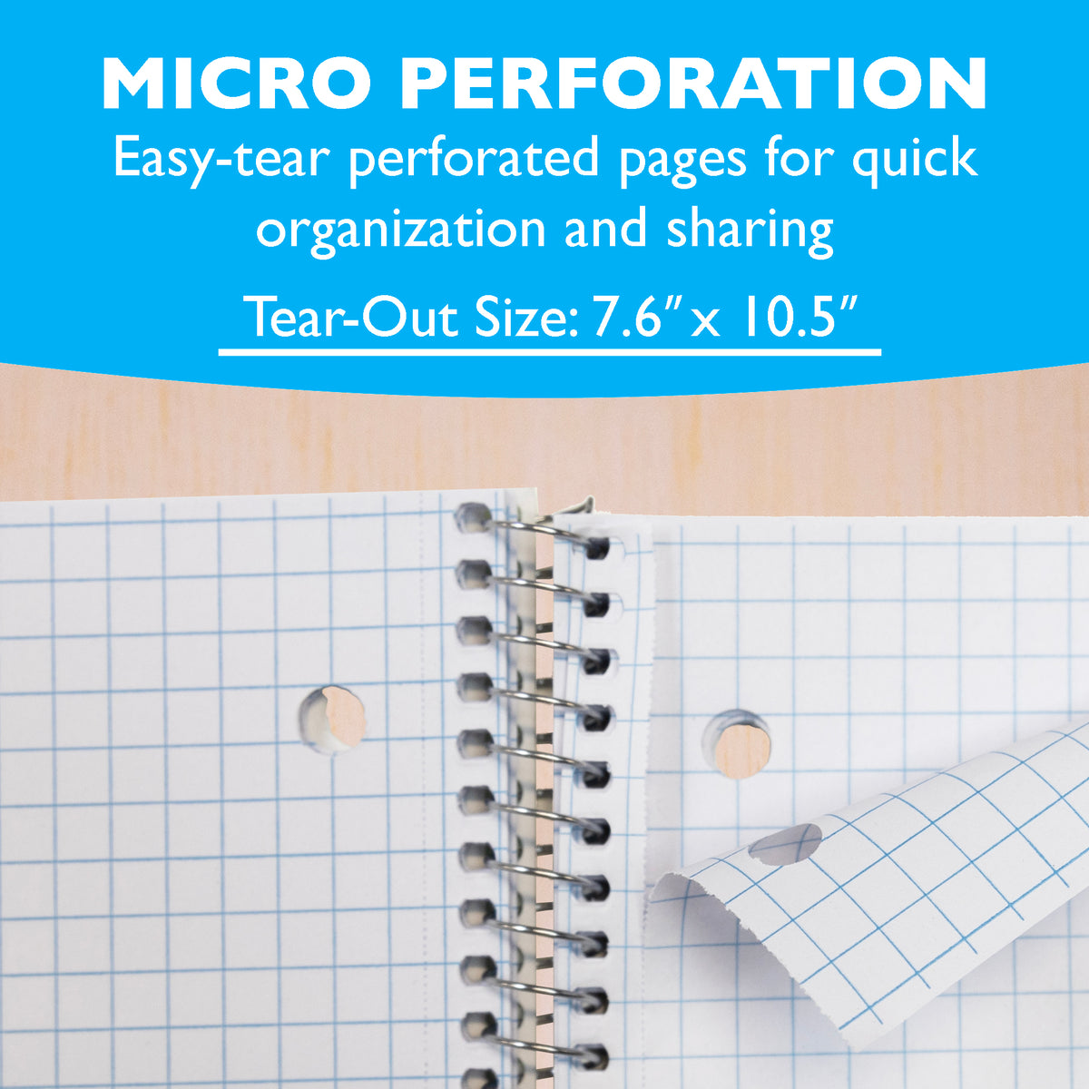 Quad-Ruled Spiral Notebook, 4 Grid