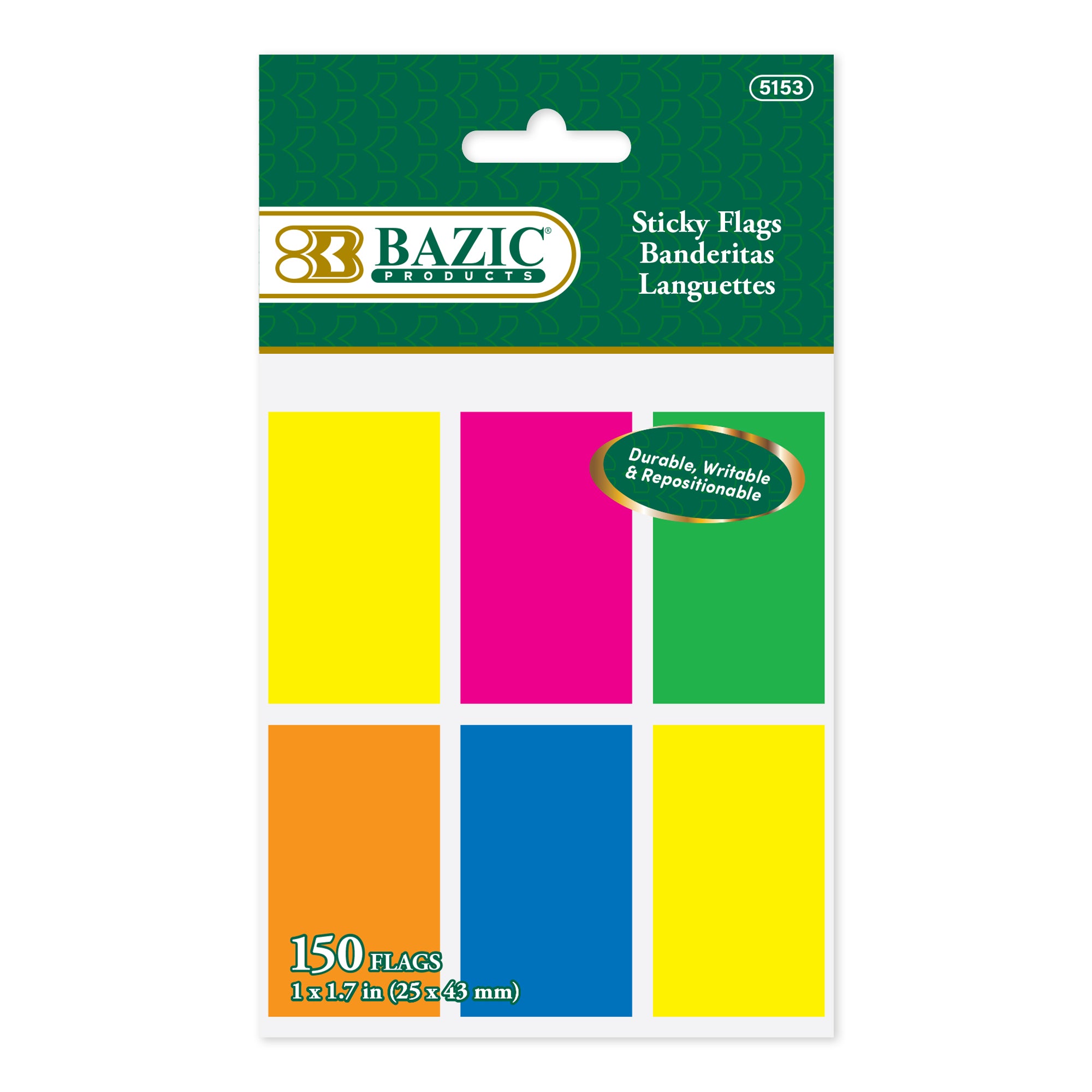 Sticky Tabs, 150 Stick On Flags, 1" x 1.7"