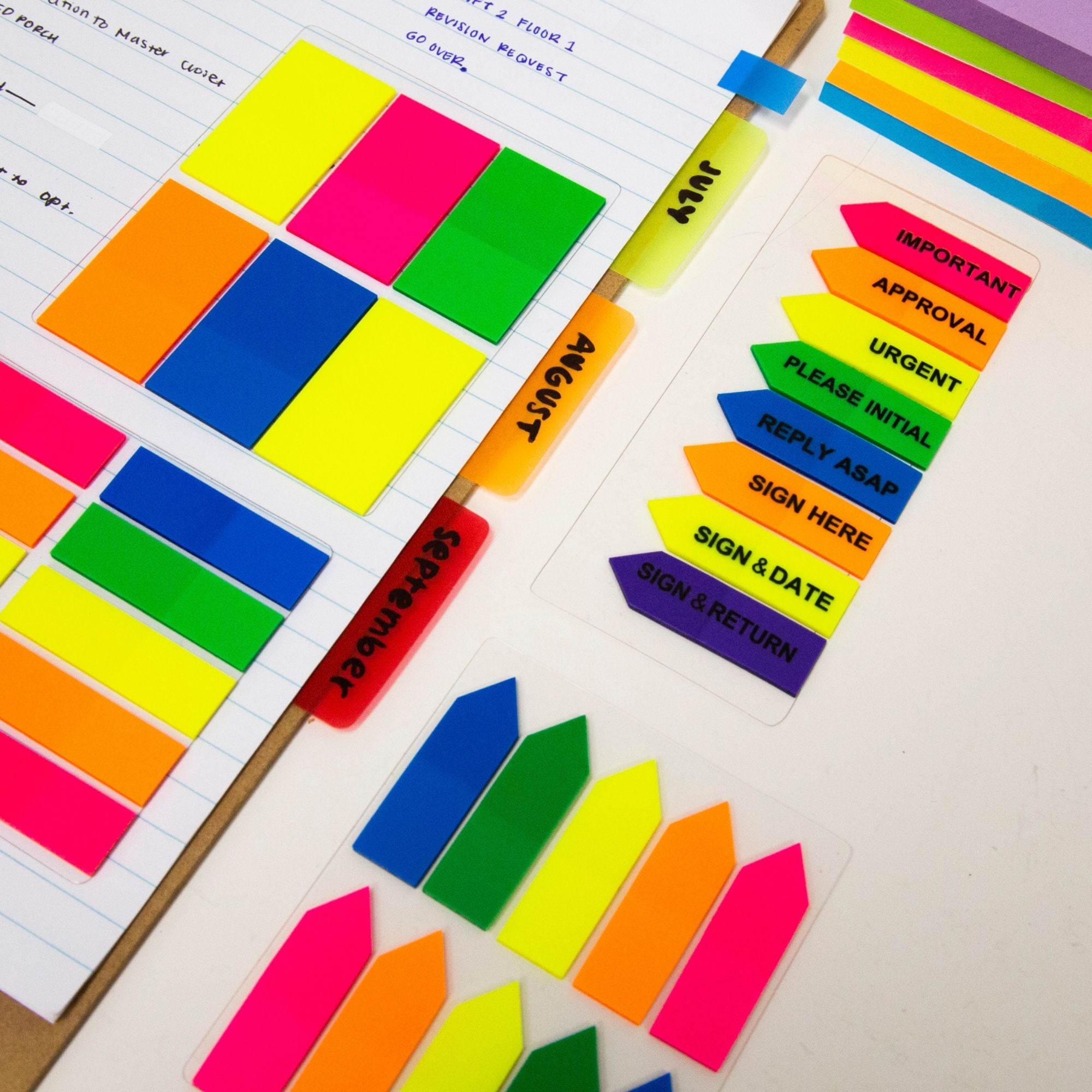 Stick On Flags, 250 Count, Neon Colors, 0.5" x 1.7"