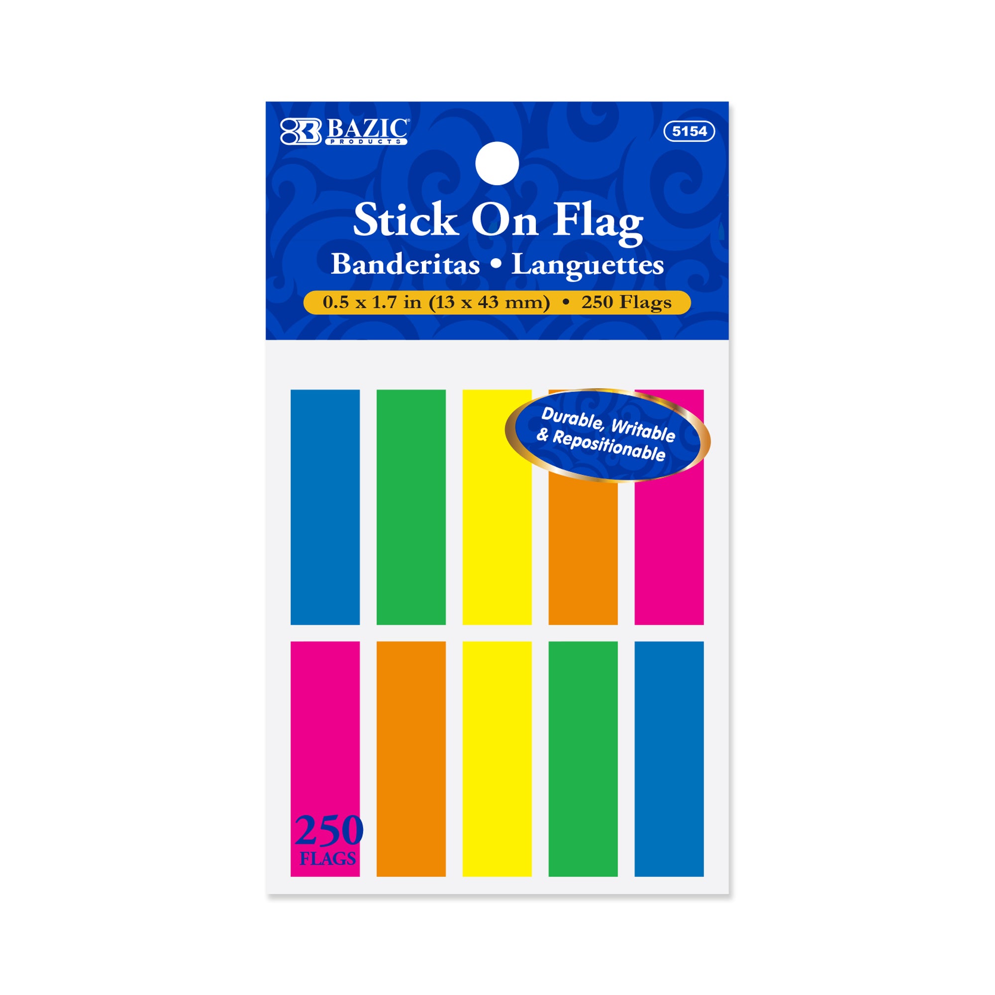 Stick On Flags, 250 Count, Neon Colors, 0.5" x 1.7"