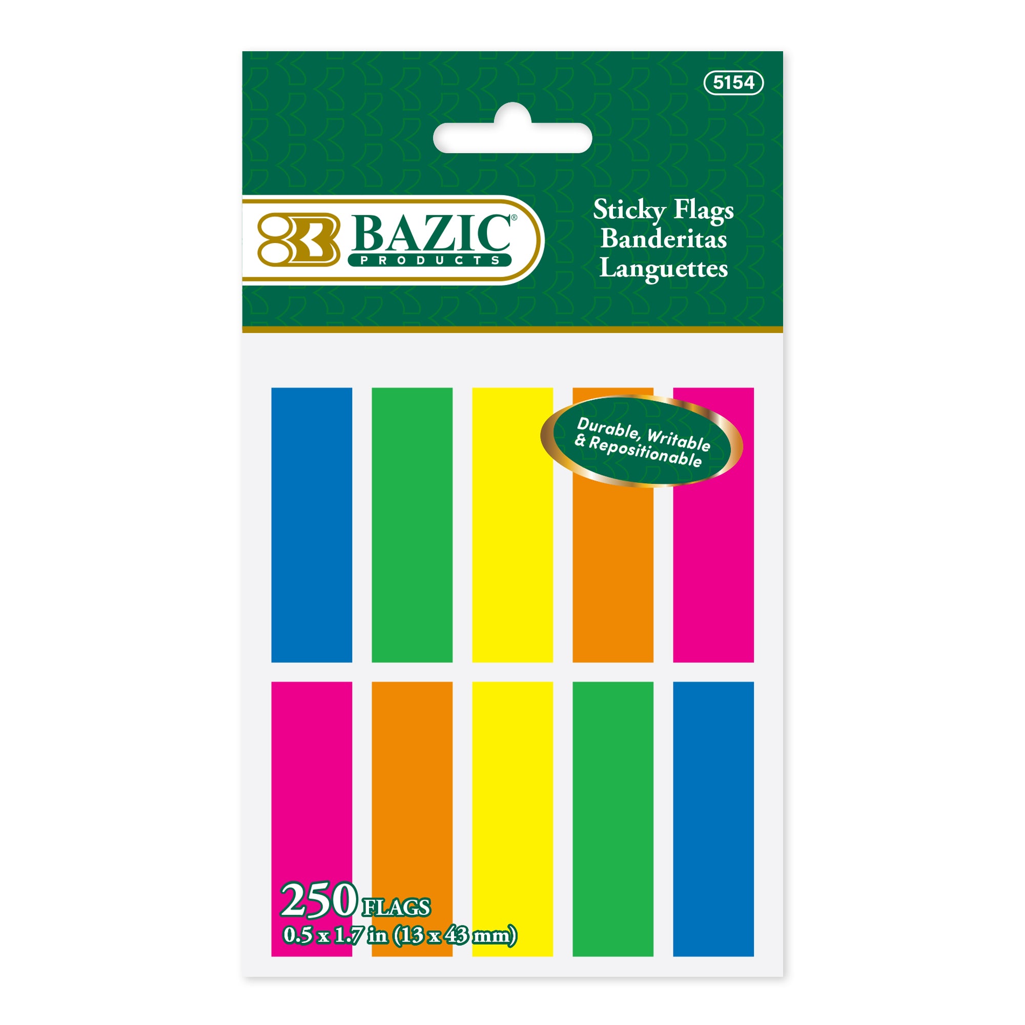 Stick On Flags, 250 Count, Neon Colors, 0.5" x 1.7"