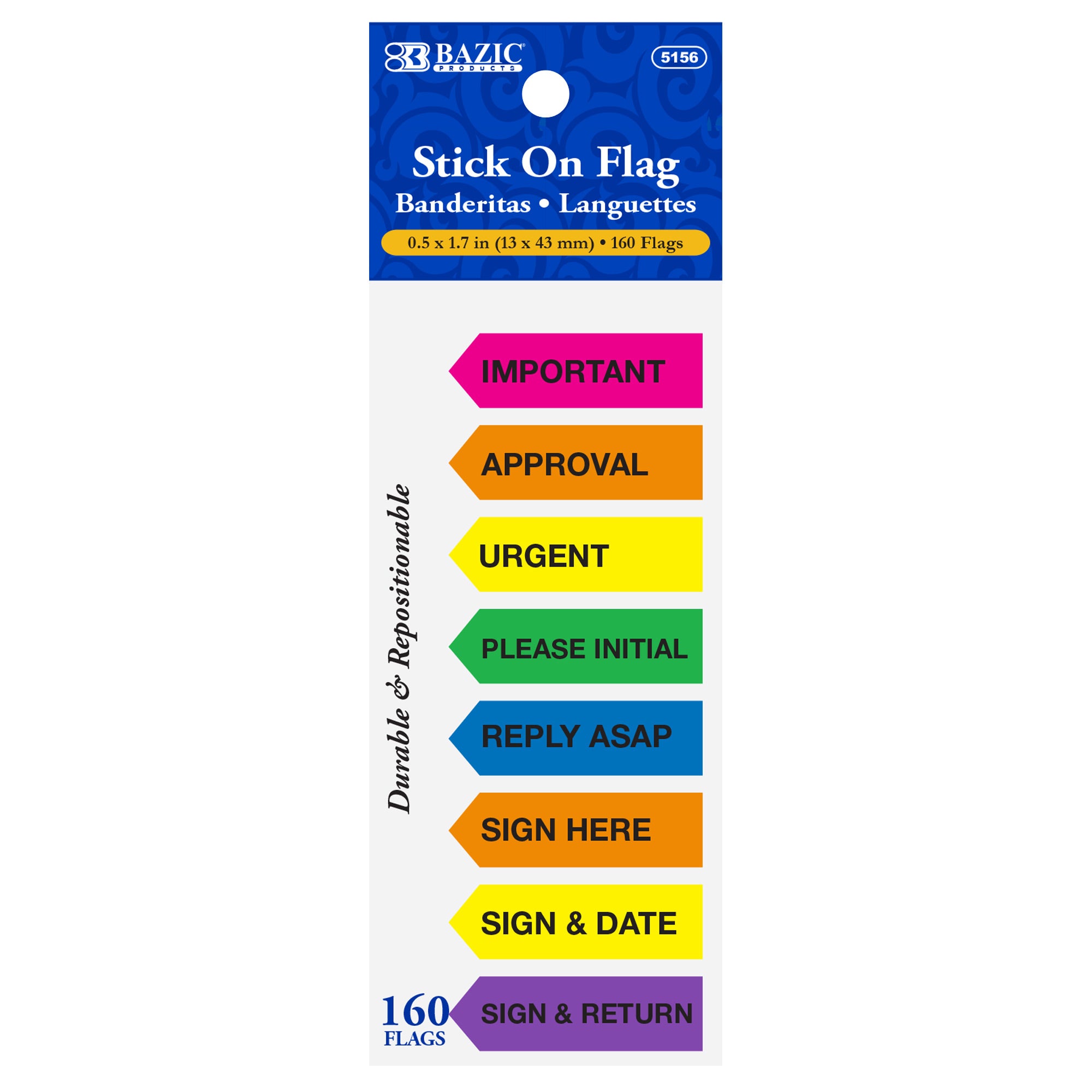 Sticky Tabs, 160 Flags, 0.5" x 1.7", Printed Labels